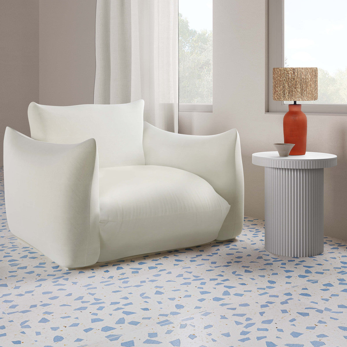 Table d'appoint d'intérieur/extérieur en béton blanc Darcy