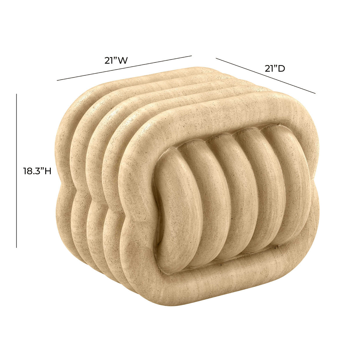 Tabouret d'appoint d'intérieur/extérieur en faux travertin Love Knot