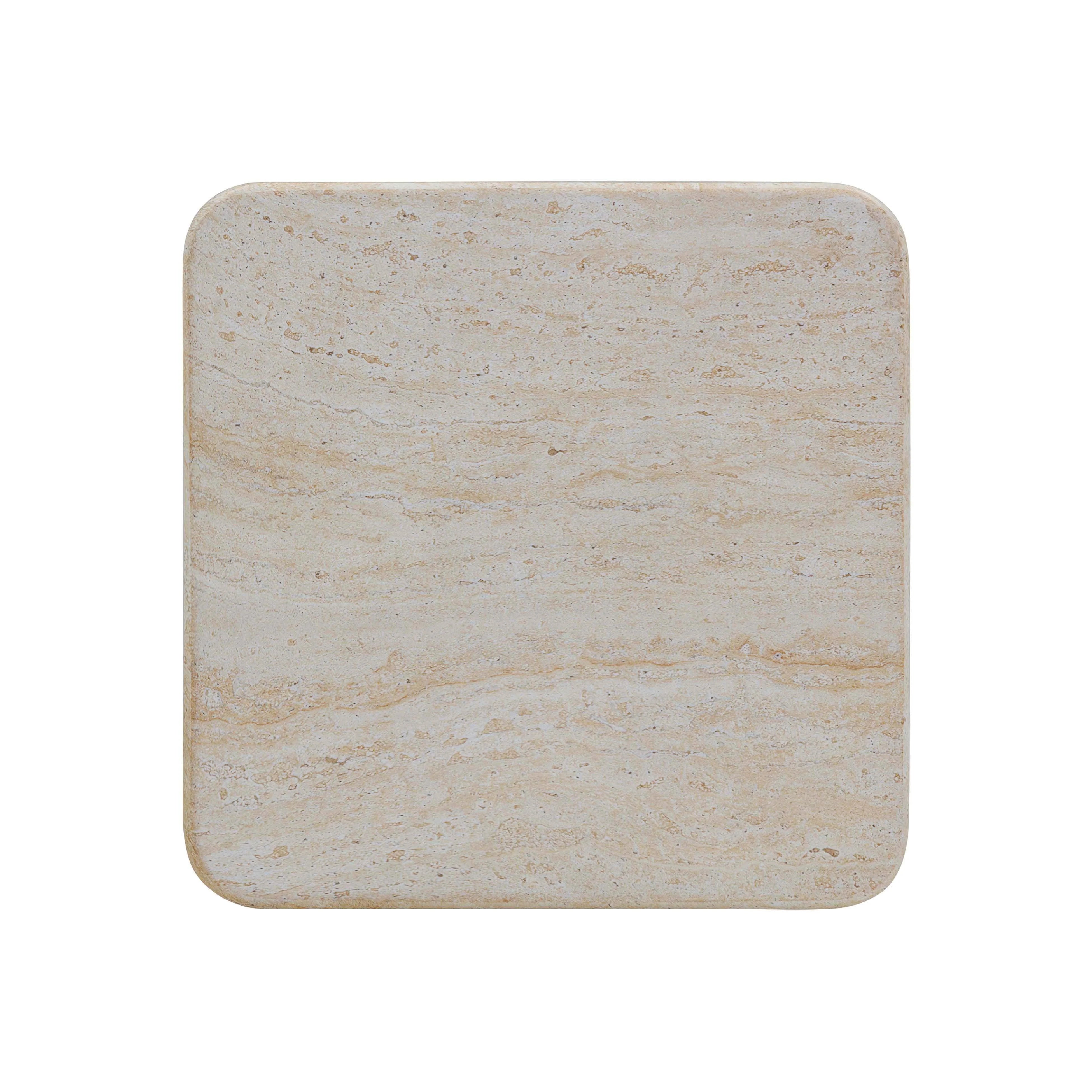 Table d'appoint d'intérieur/extérieur en travertin brut et béton brèche