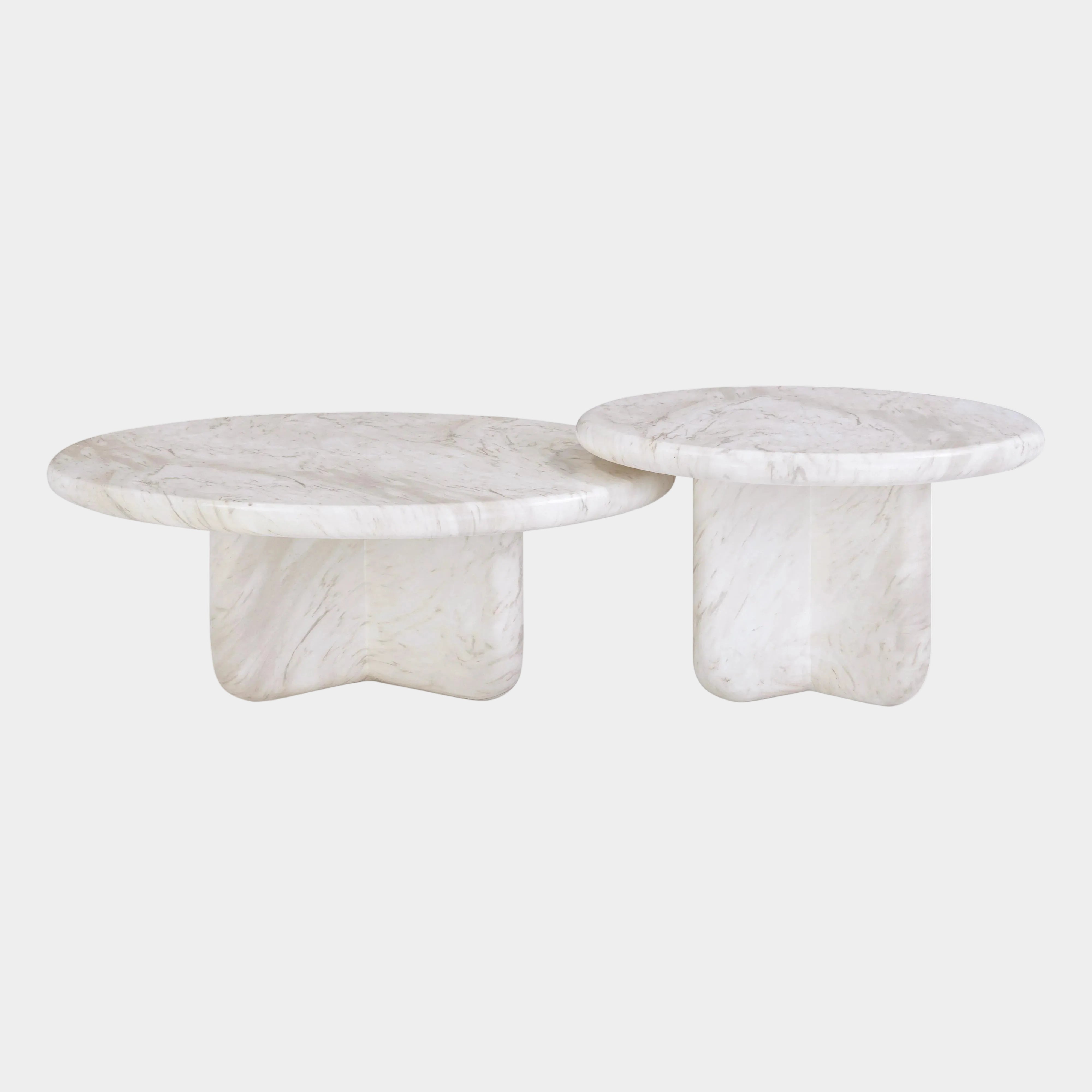 Juju 2-Piece Faux Marble Indoor/Outdoor Nesting Coffee Table Set