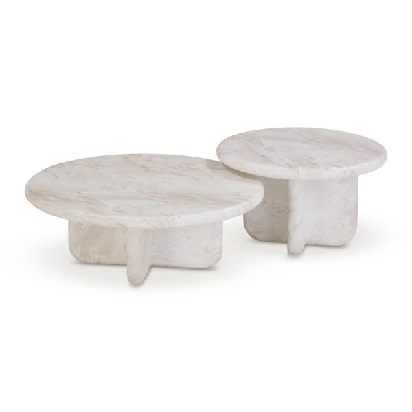 Juju Faux Marble Indoor/Outdoor Round Coffee Table (24"-32")