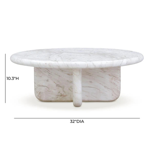 Juju Faux Marble Indoor/Outdoor Round Coffee Table (24"-32")