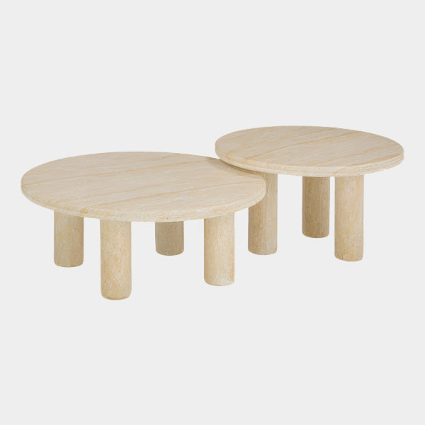 Amora Faux Travertine Indoor/Outdoor Nesting Accent Tables