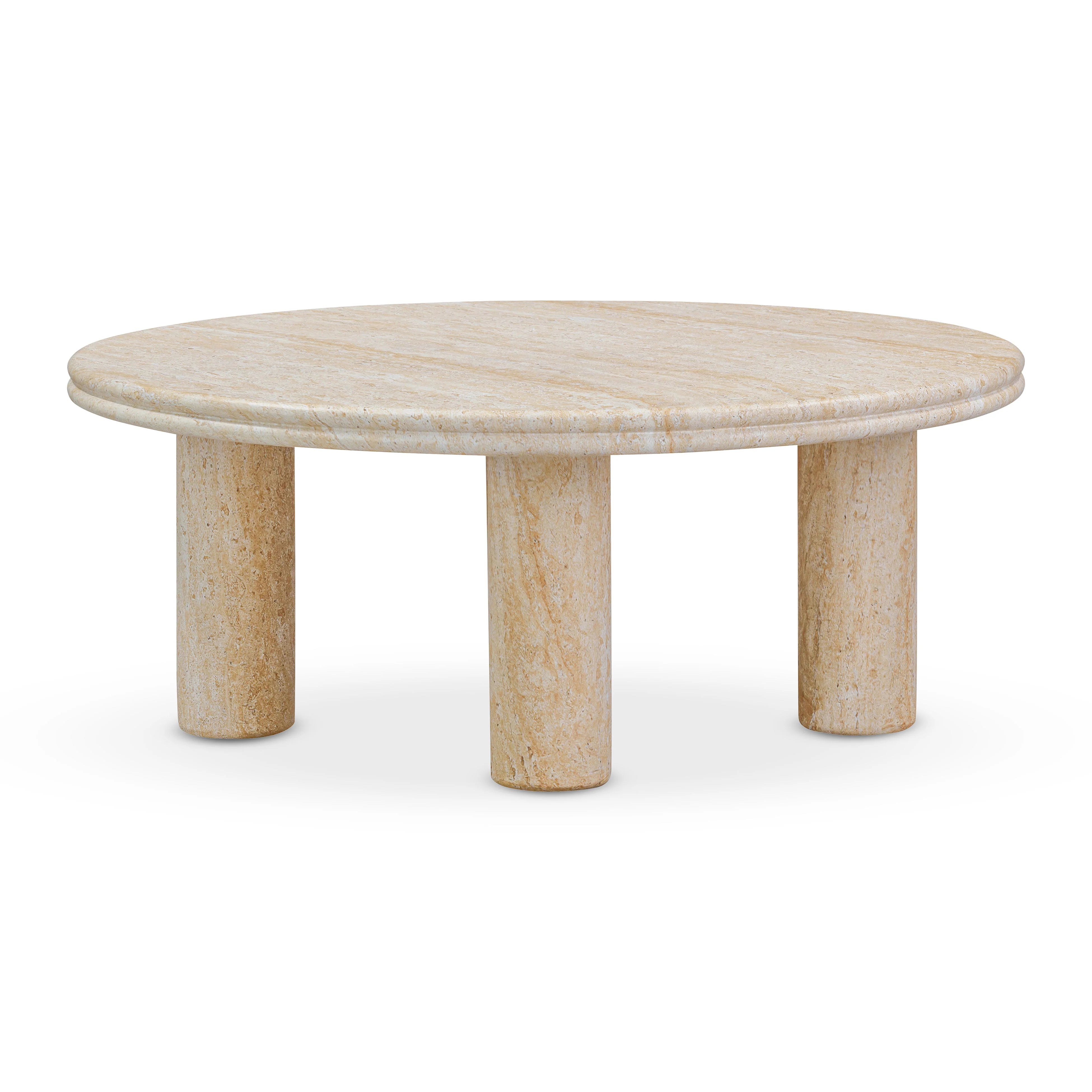 Amora 2-Piece Faux Travertine Indoor/Outdoor Nesting Accent Table Set