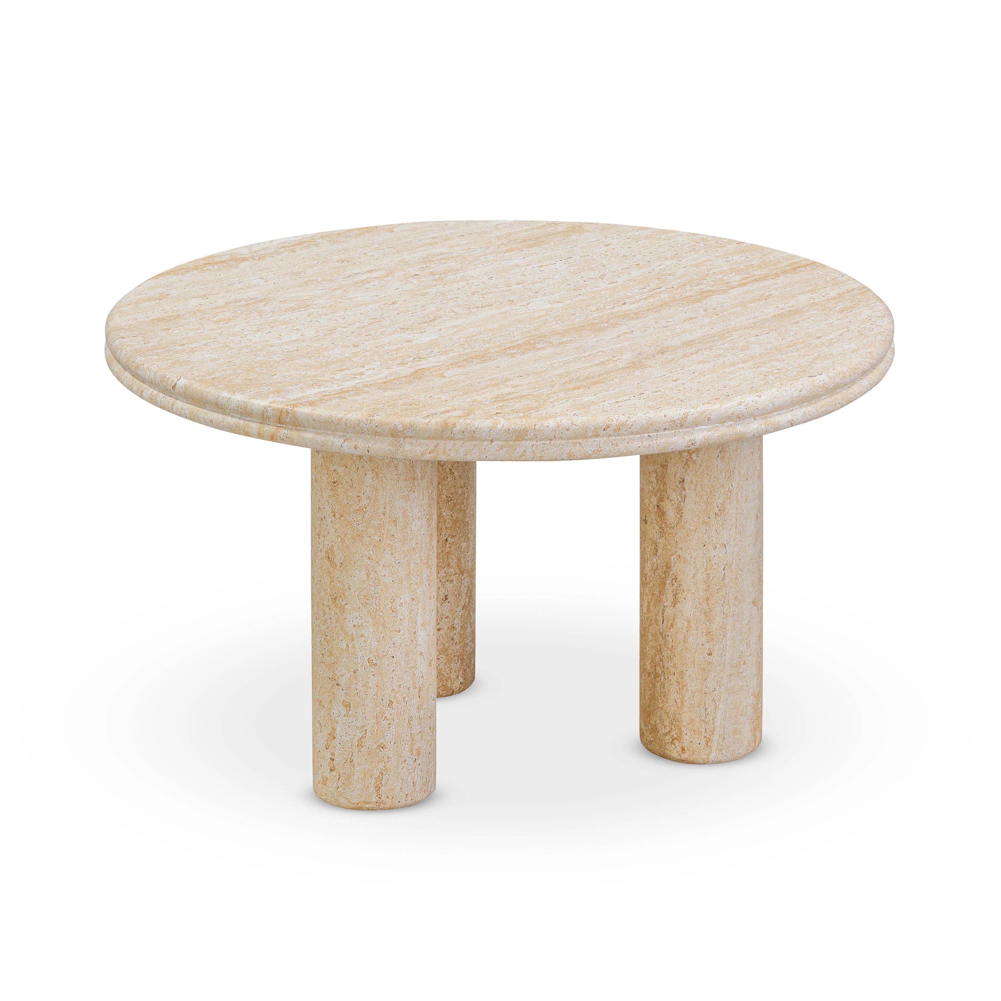 Amora Faux Travertine Indoor/Outdoor Round Accent Table (26"-32")