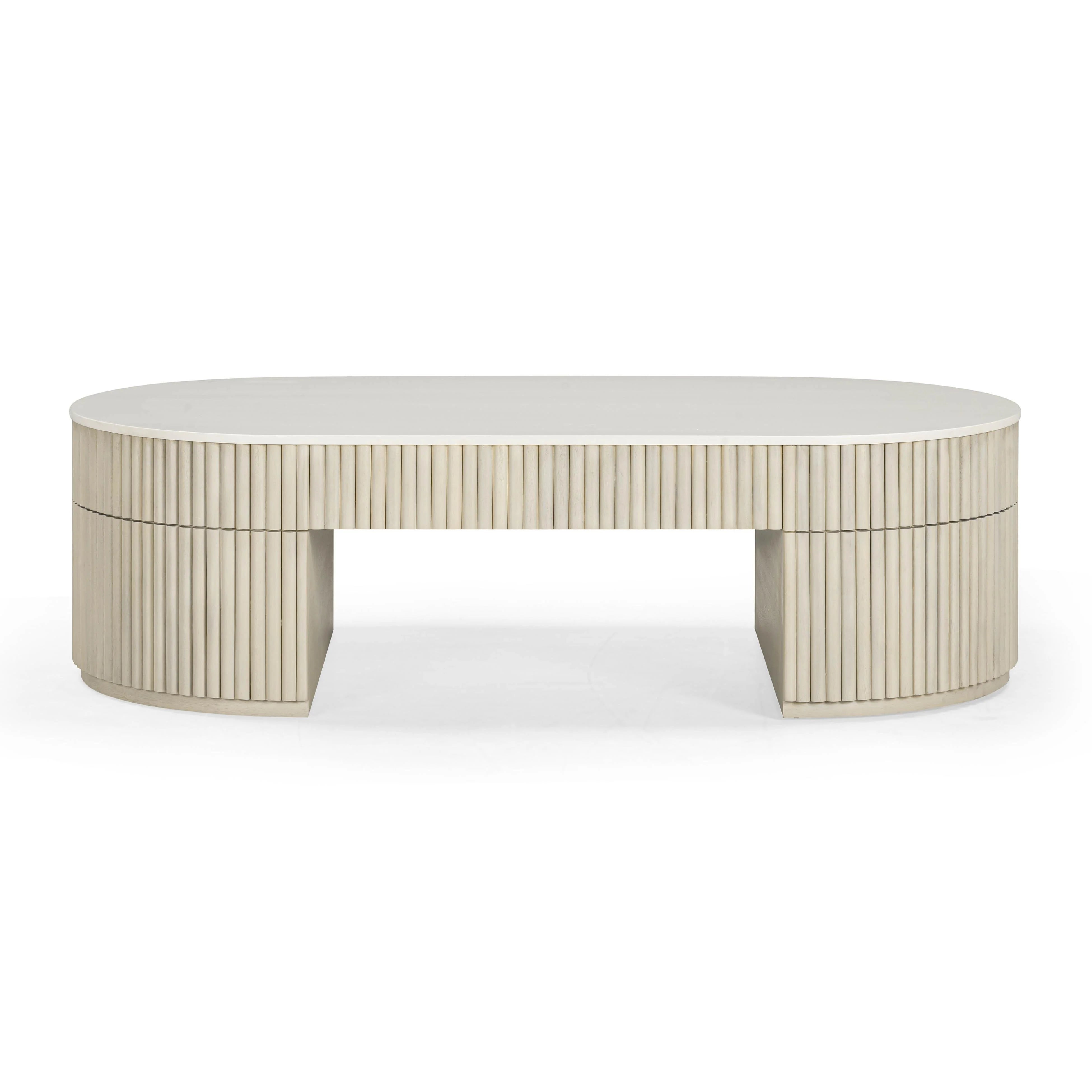 Bella 52" Cream Large Storage Coffee Table