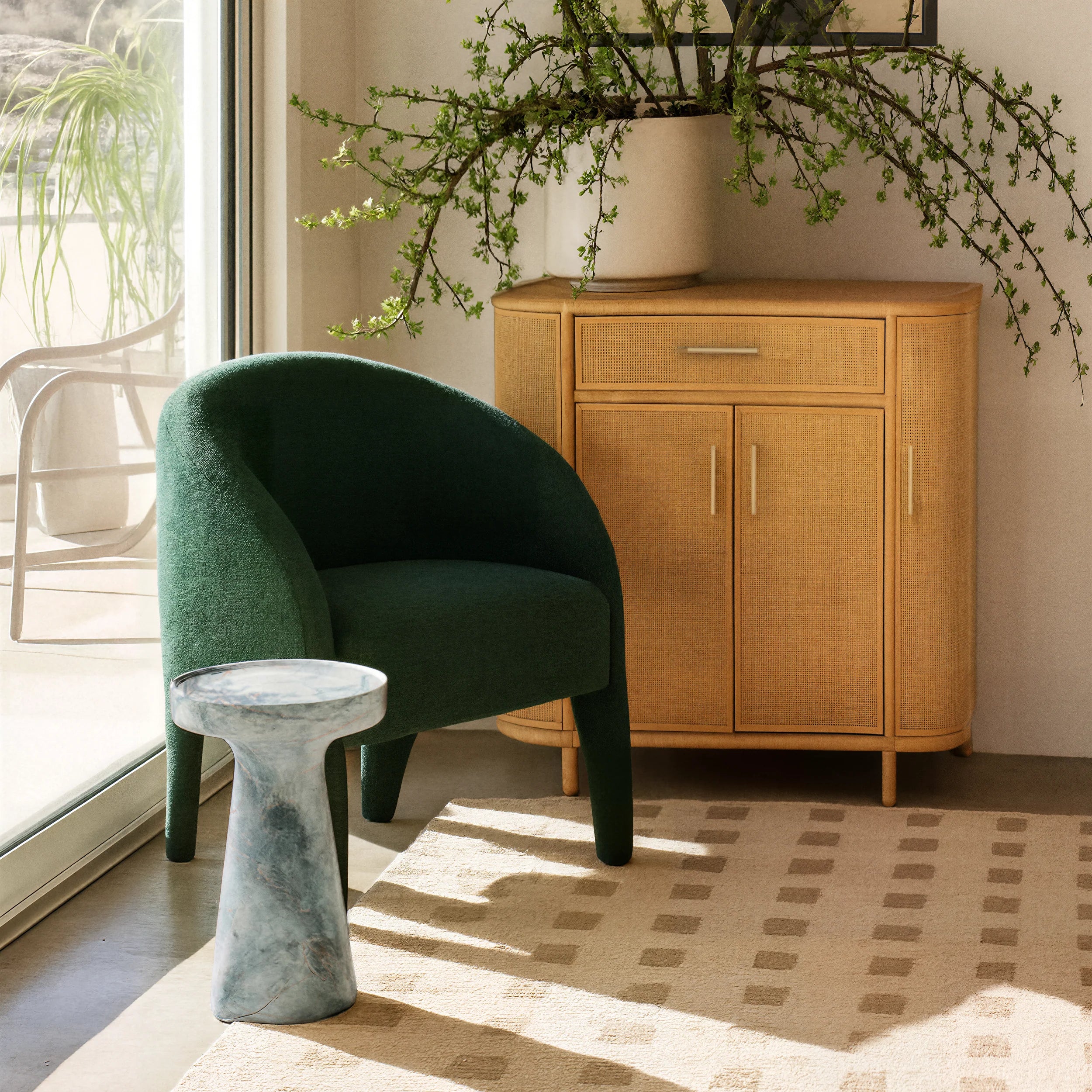 Zara Faux Aegean Marble Indoor/Outdoor Side Table
