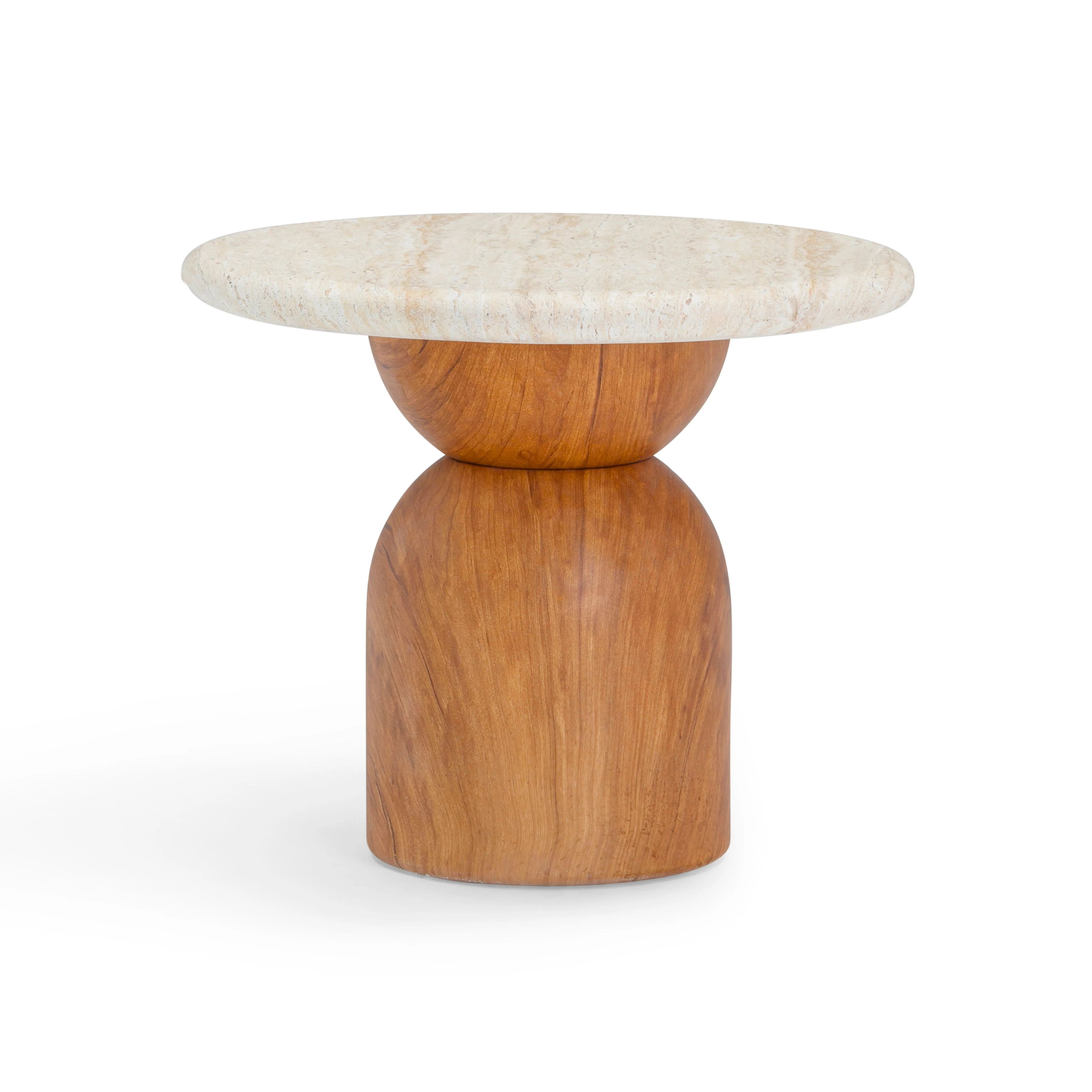 Cynthia Faux Travertine Concrete Indoor/Outdoor Side Table