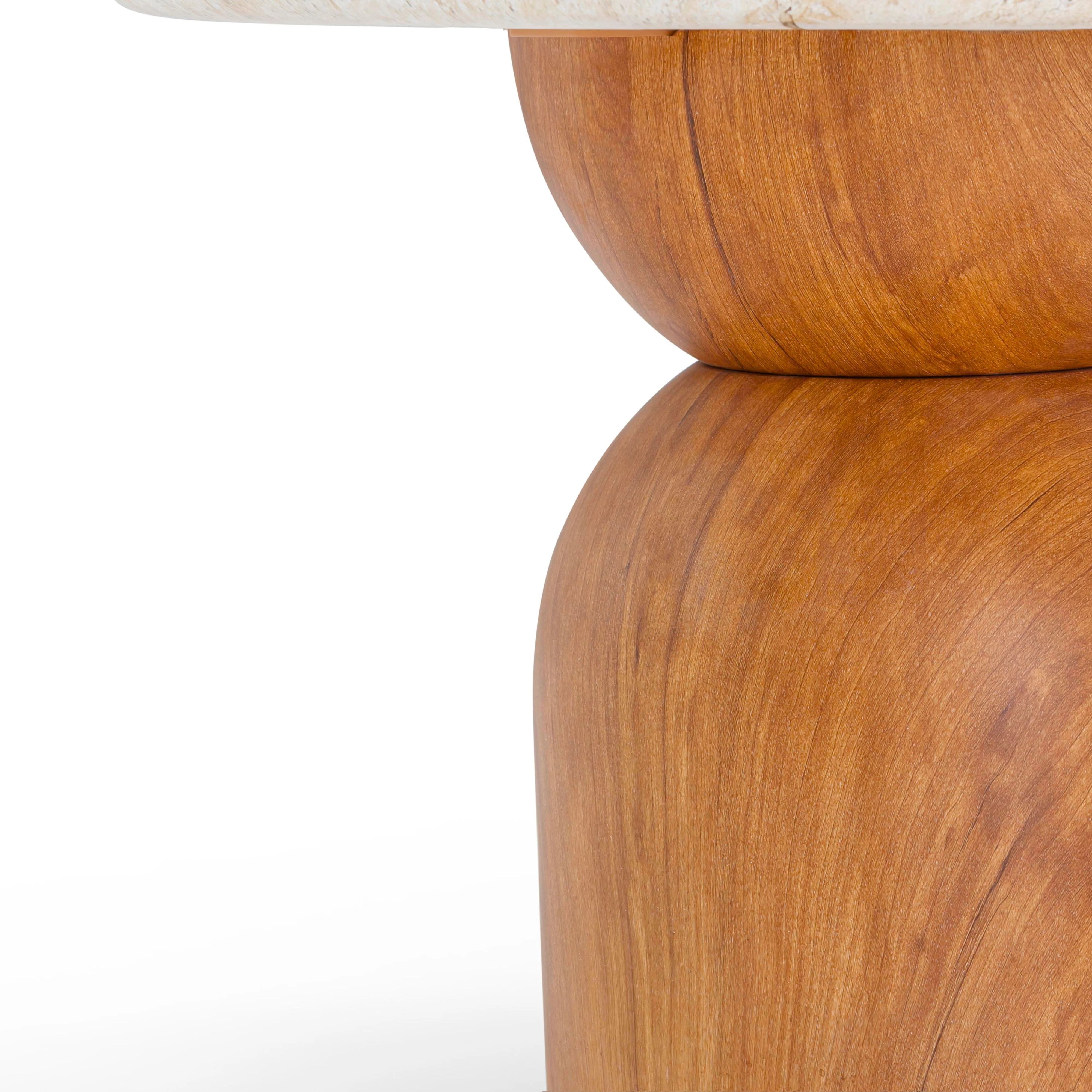 Cynthia Faux Travertine Concrete Indoor/Outdoor Side Table