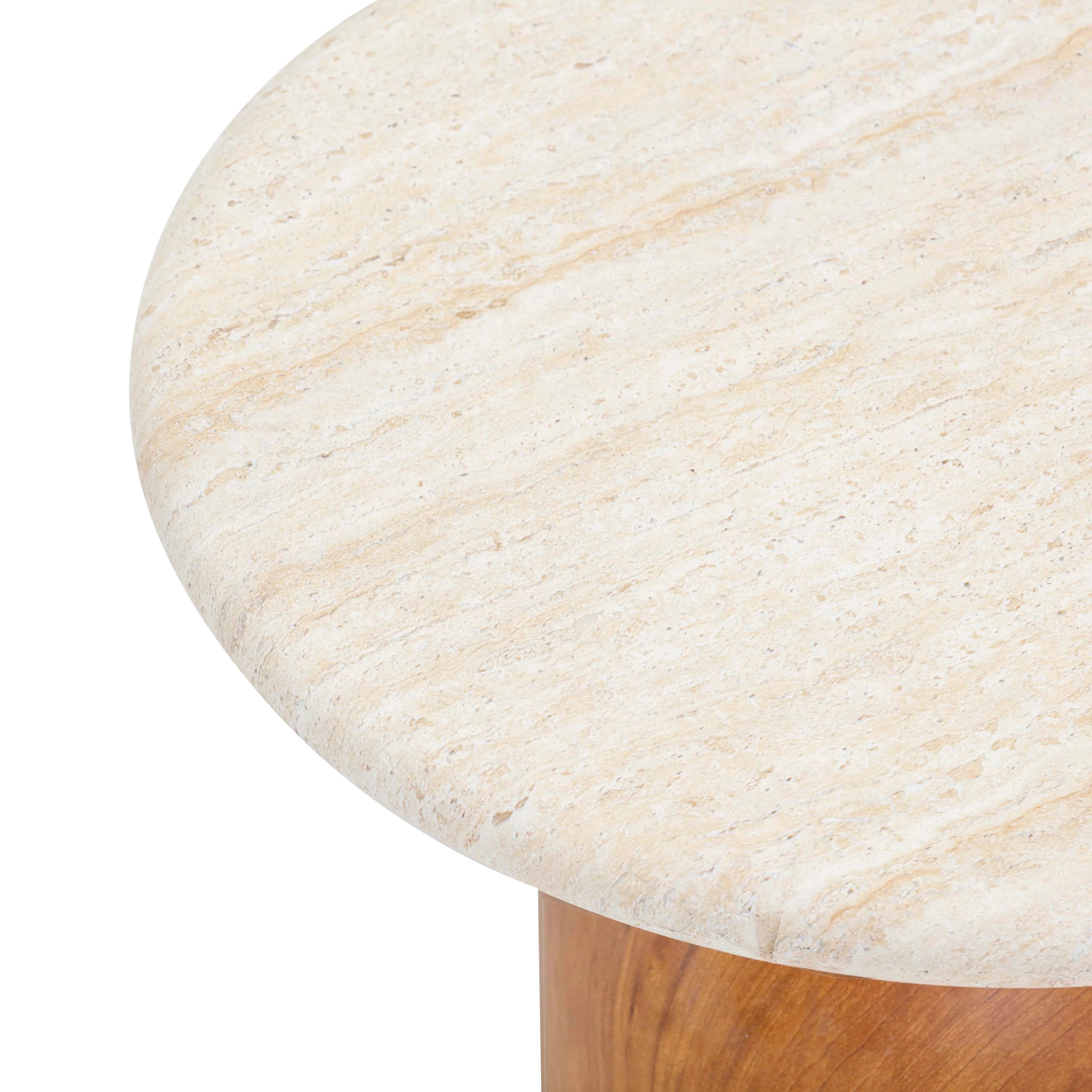 Cynthia Faux Travertine Concrete Indoor/Outdoor Side Table