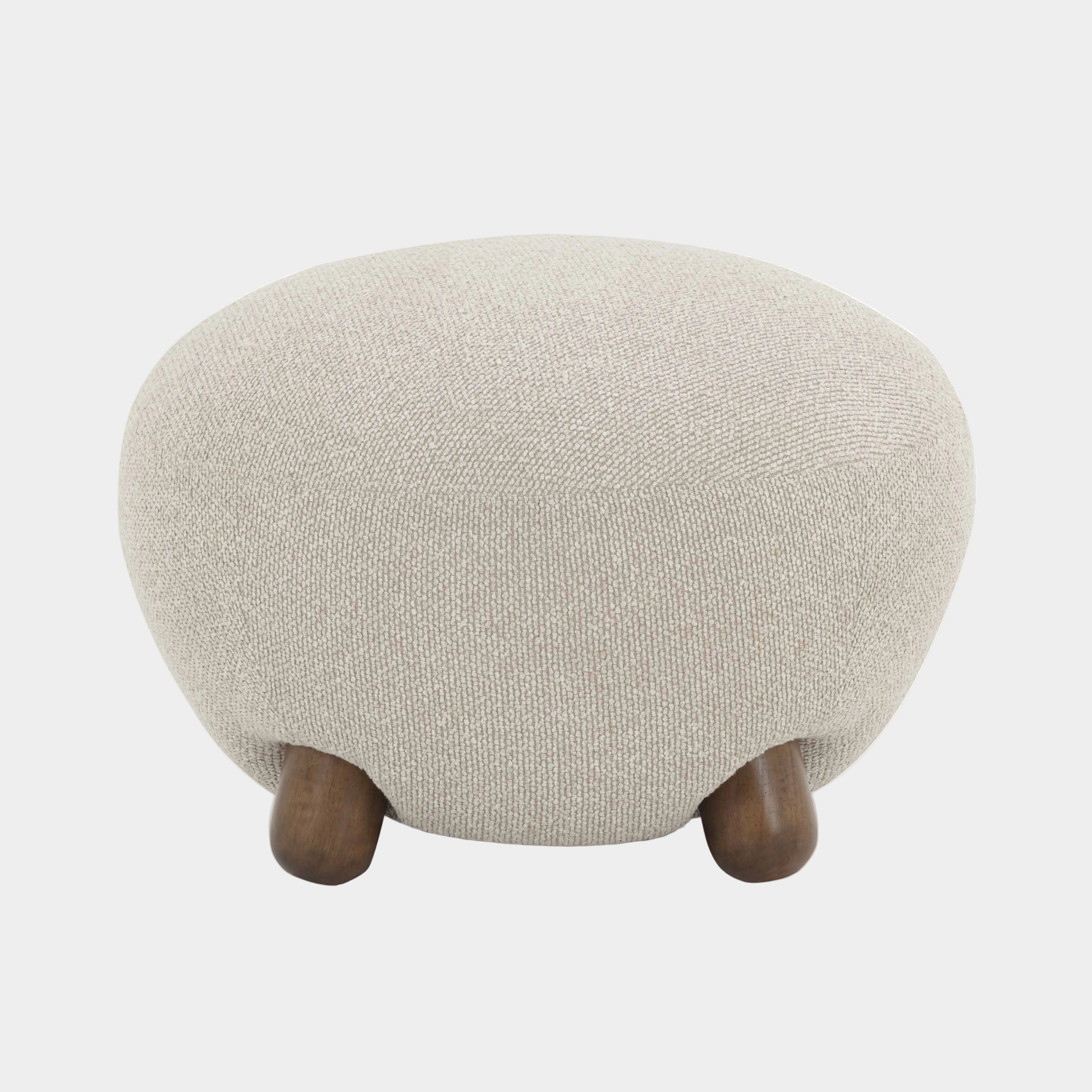 Pucker Warm Grey Performance Boucle Ottoman