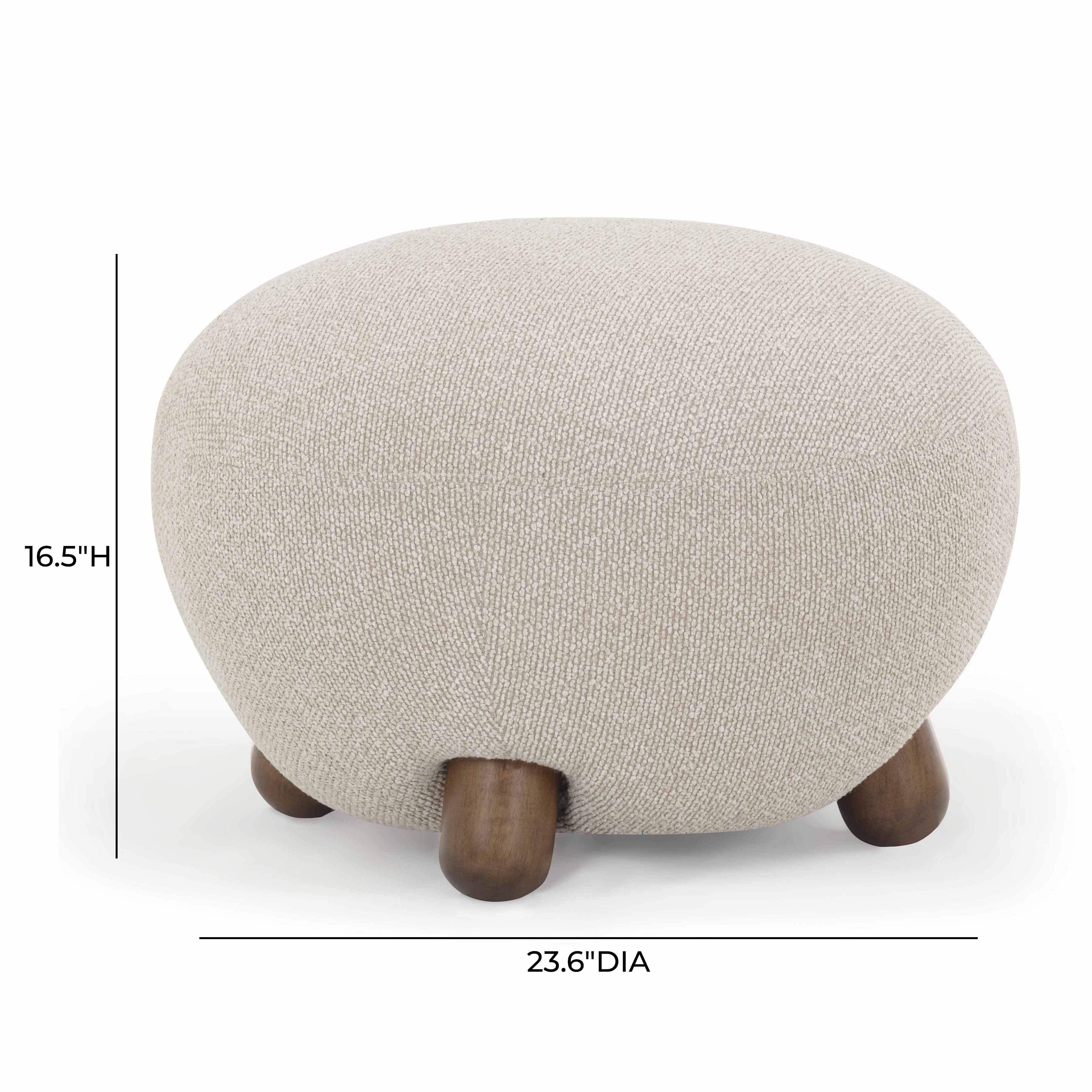 Pucker Warm Grey Performance Boucle Ottoman
