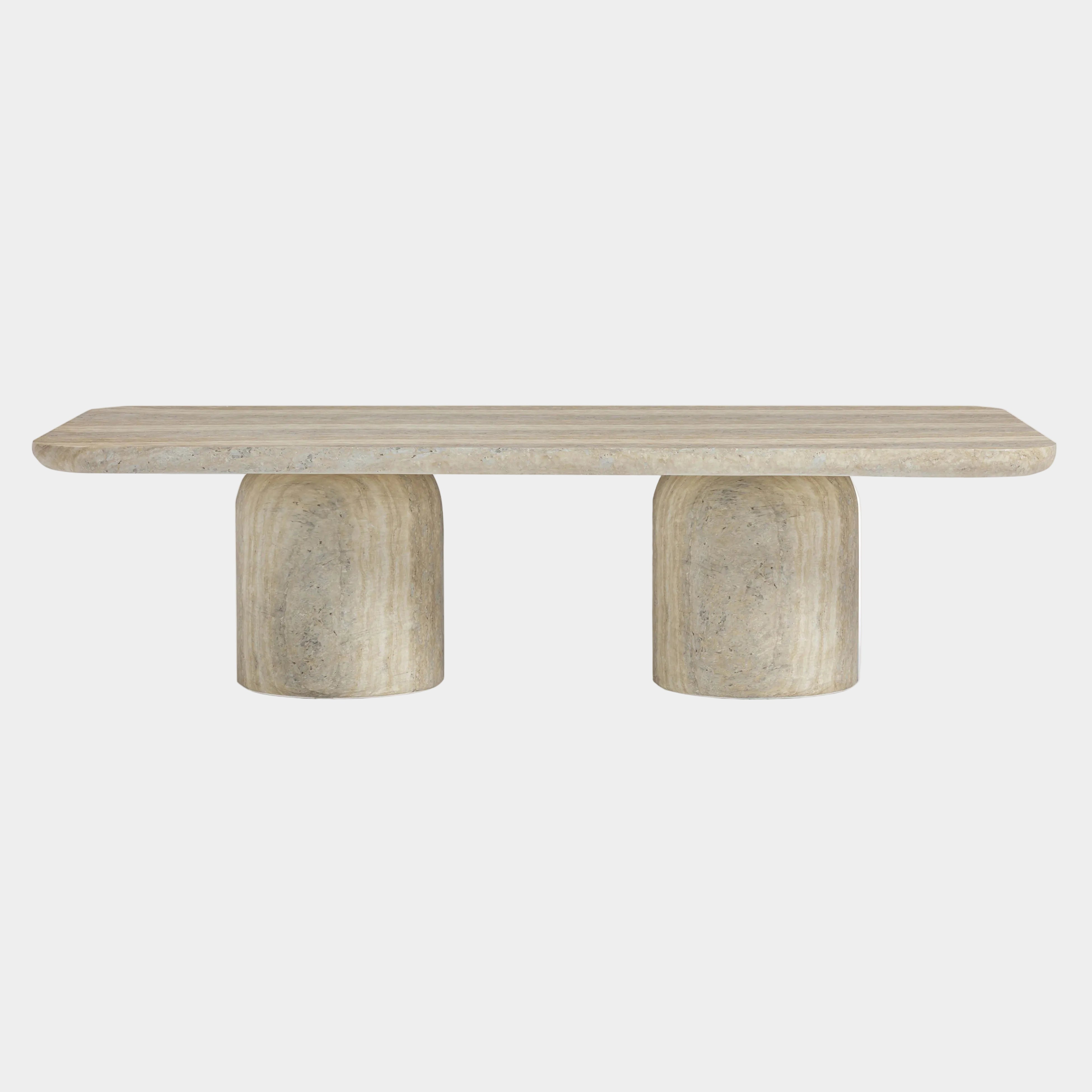 Tyche 55" Faux Travertine Indoor/Outdoor Concrete Rectangular Coffee Table