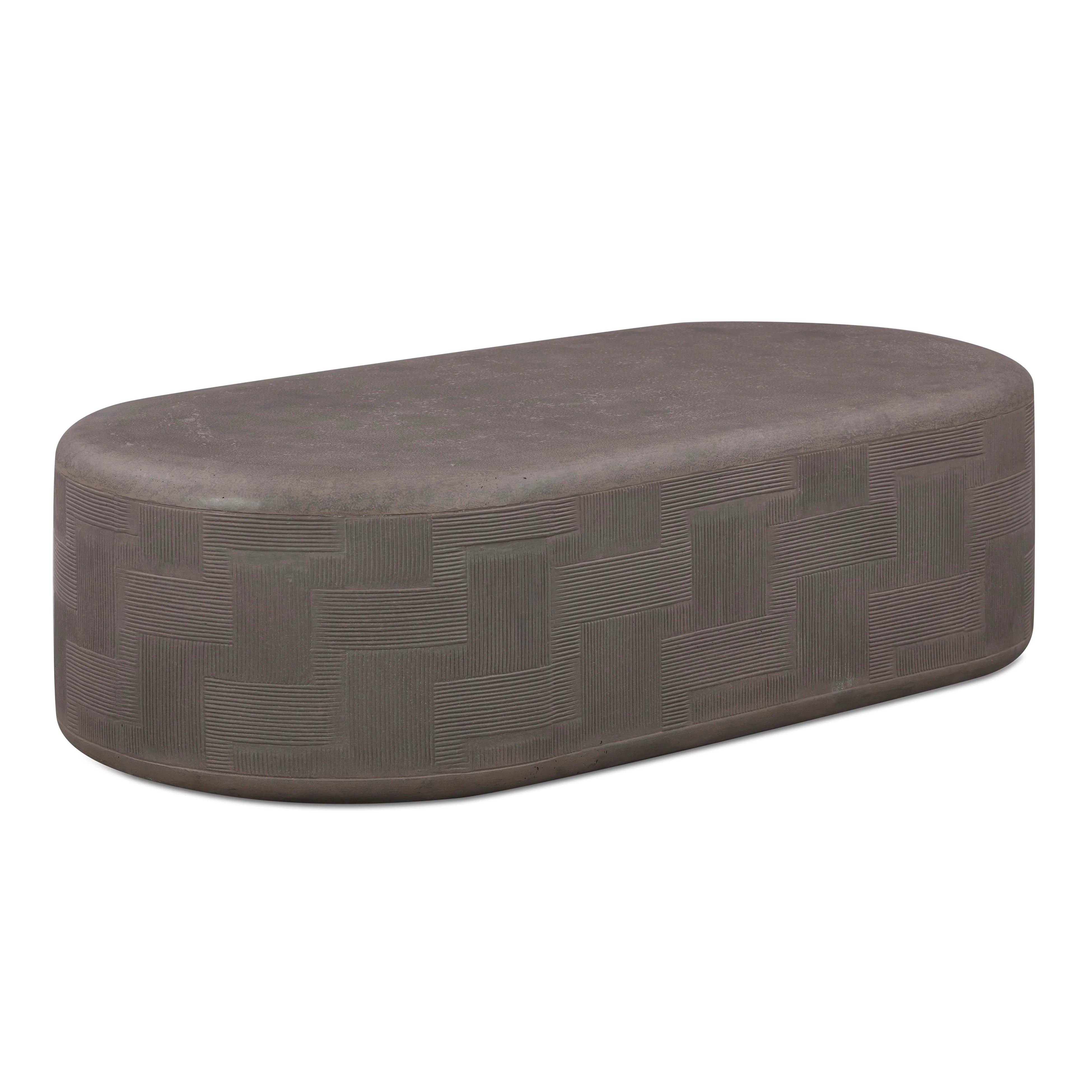 Suraya 55" Indoor/Outdoor Concrete Rounded Coffee Table