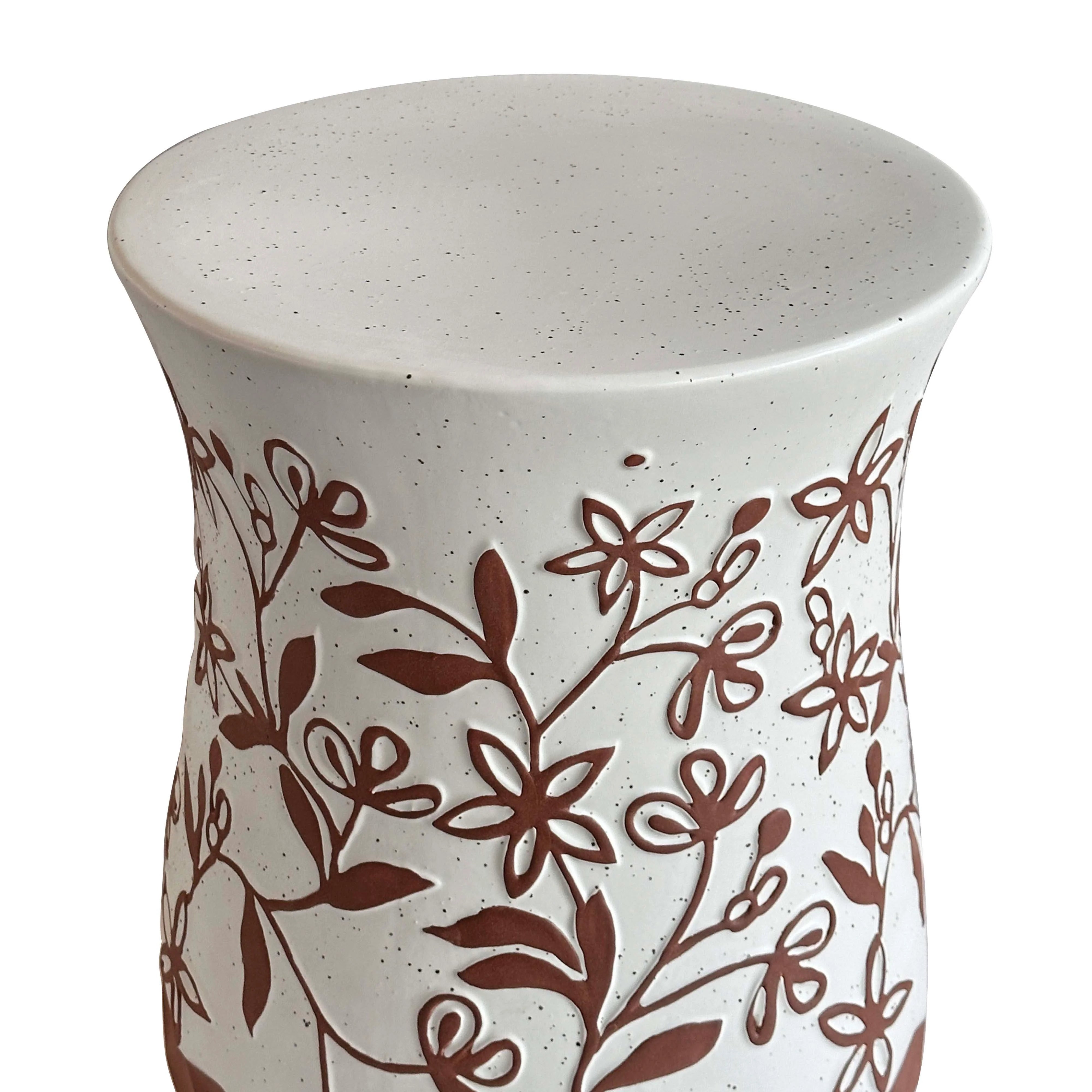 Ceramic Carved Terracotta Indoor/Outdoor Table