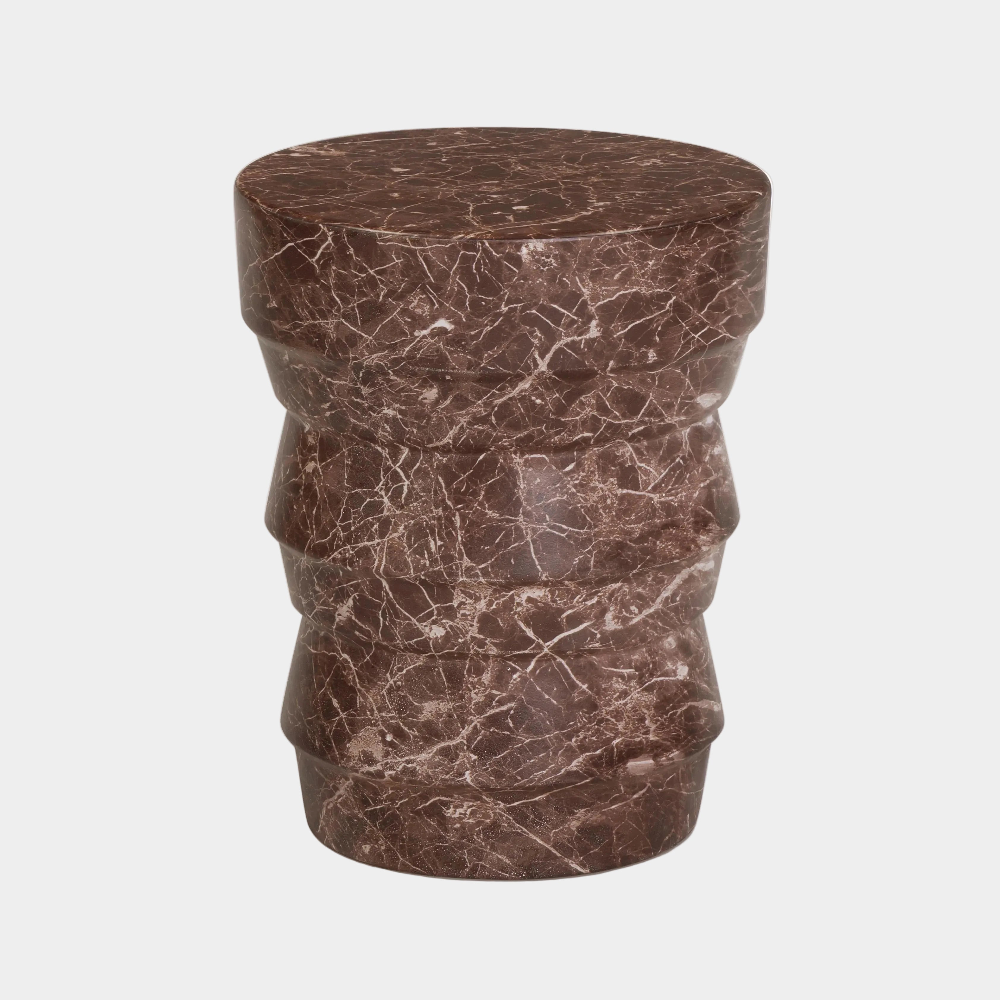 Ayon Faux Red Levanto Marble Indoor/Outdoor Concrete Side Table