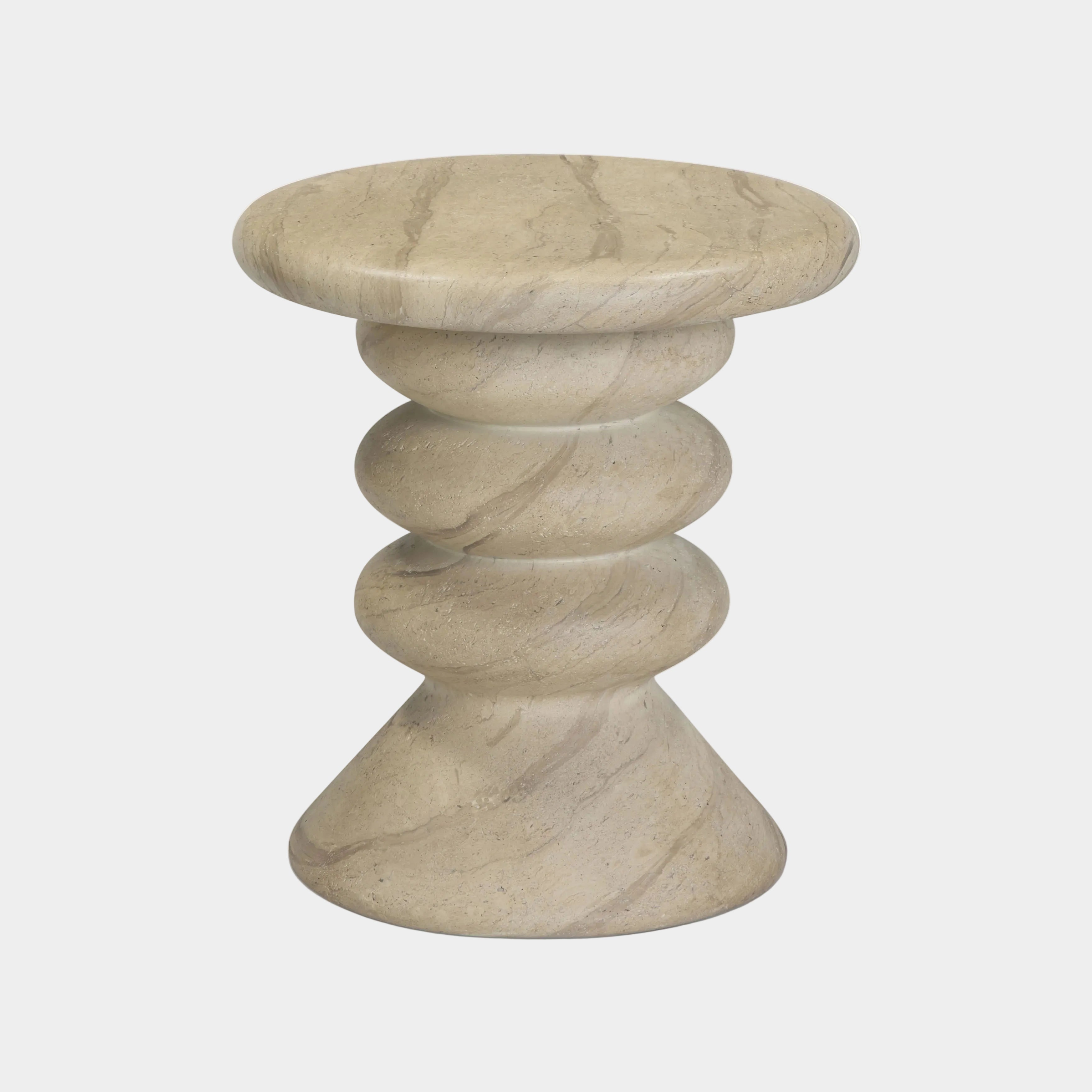 Hyre Faux Travertine Indoor/Outdoor Concrete Side Table
