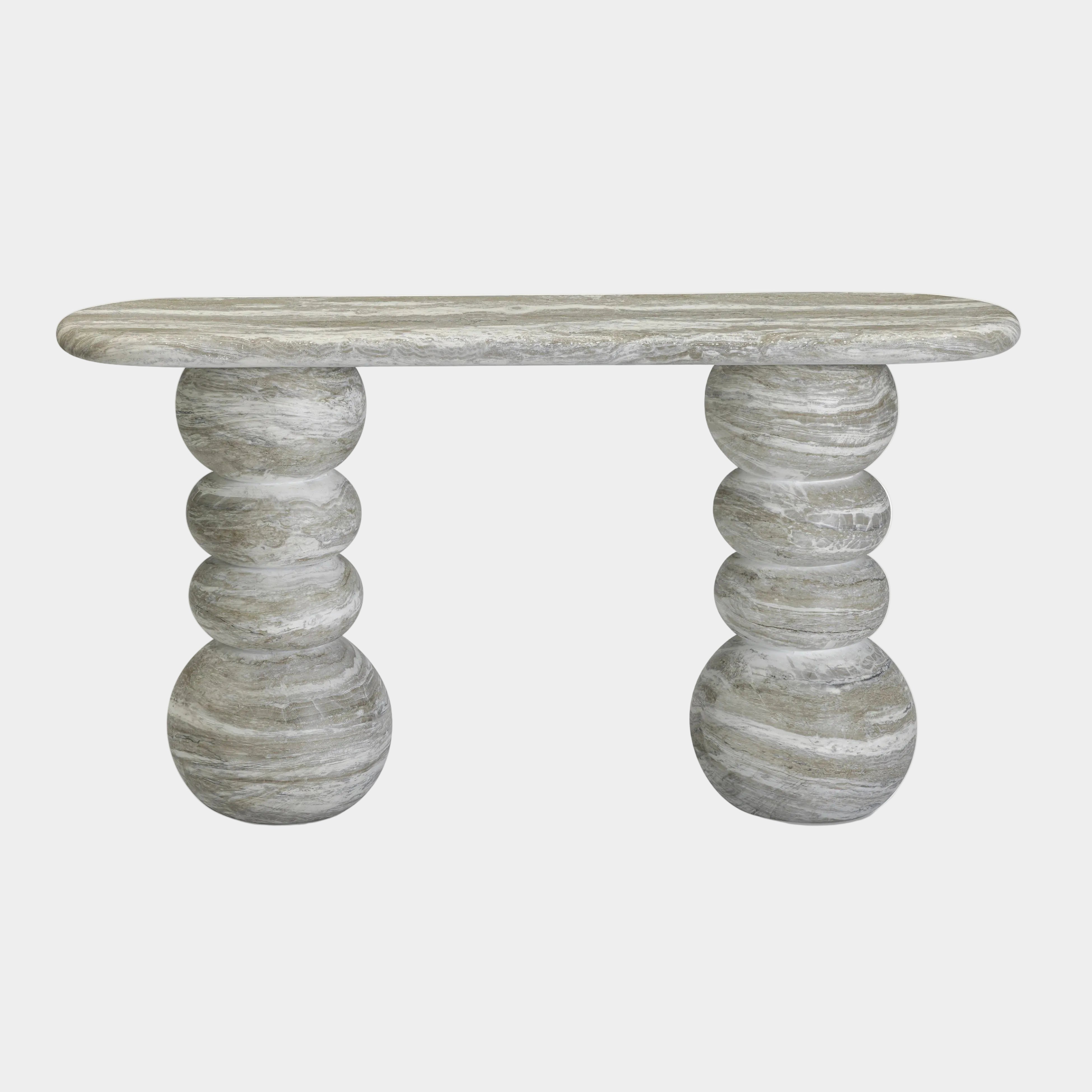 Hyre 59" Faux Stone Indoor/Outdoor Concrete Console Table