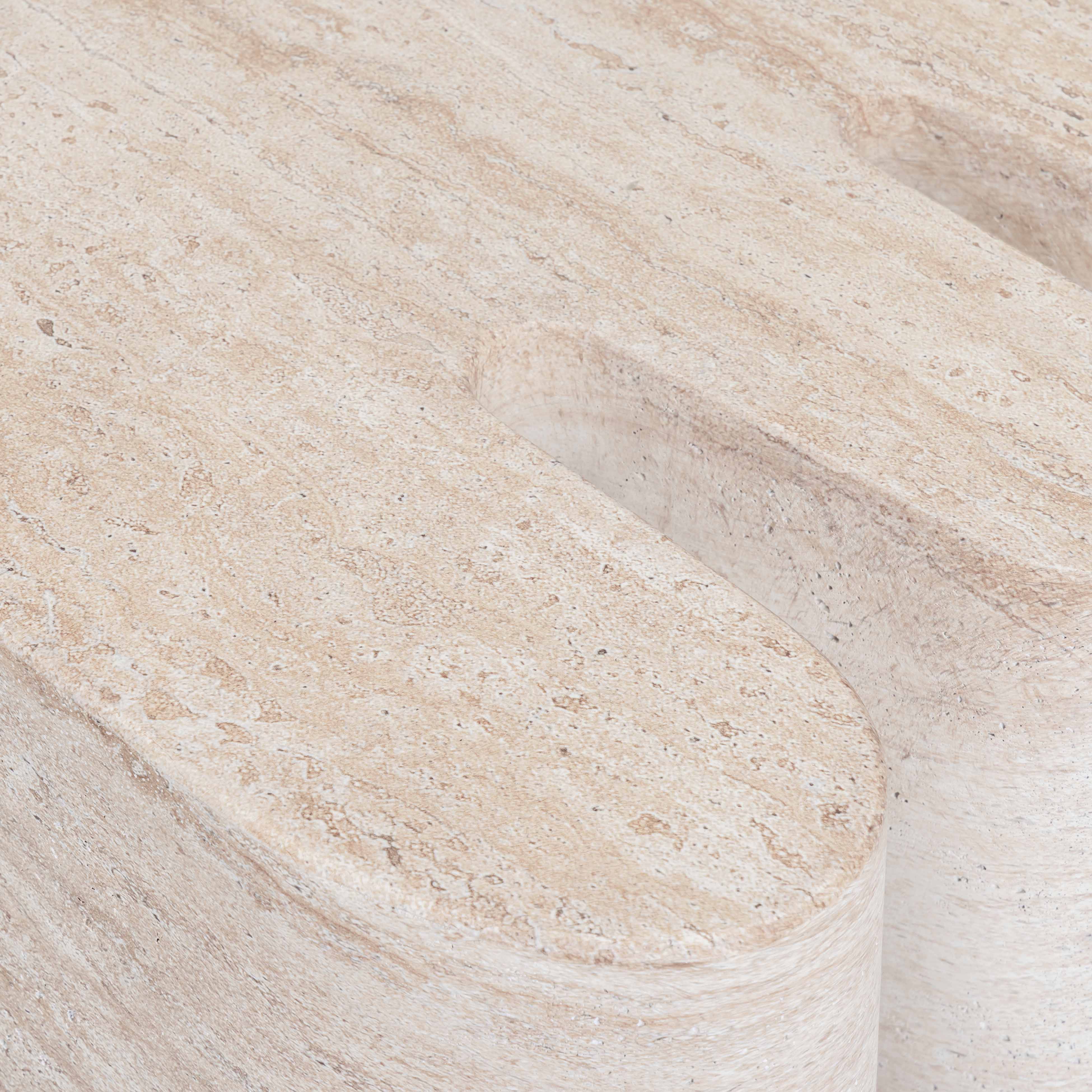 Thyme Faux Travertine Indoor/Outdoor Concrete Side Table