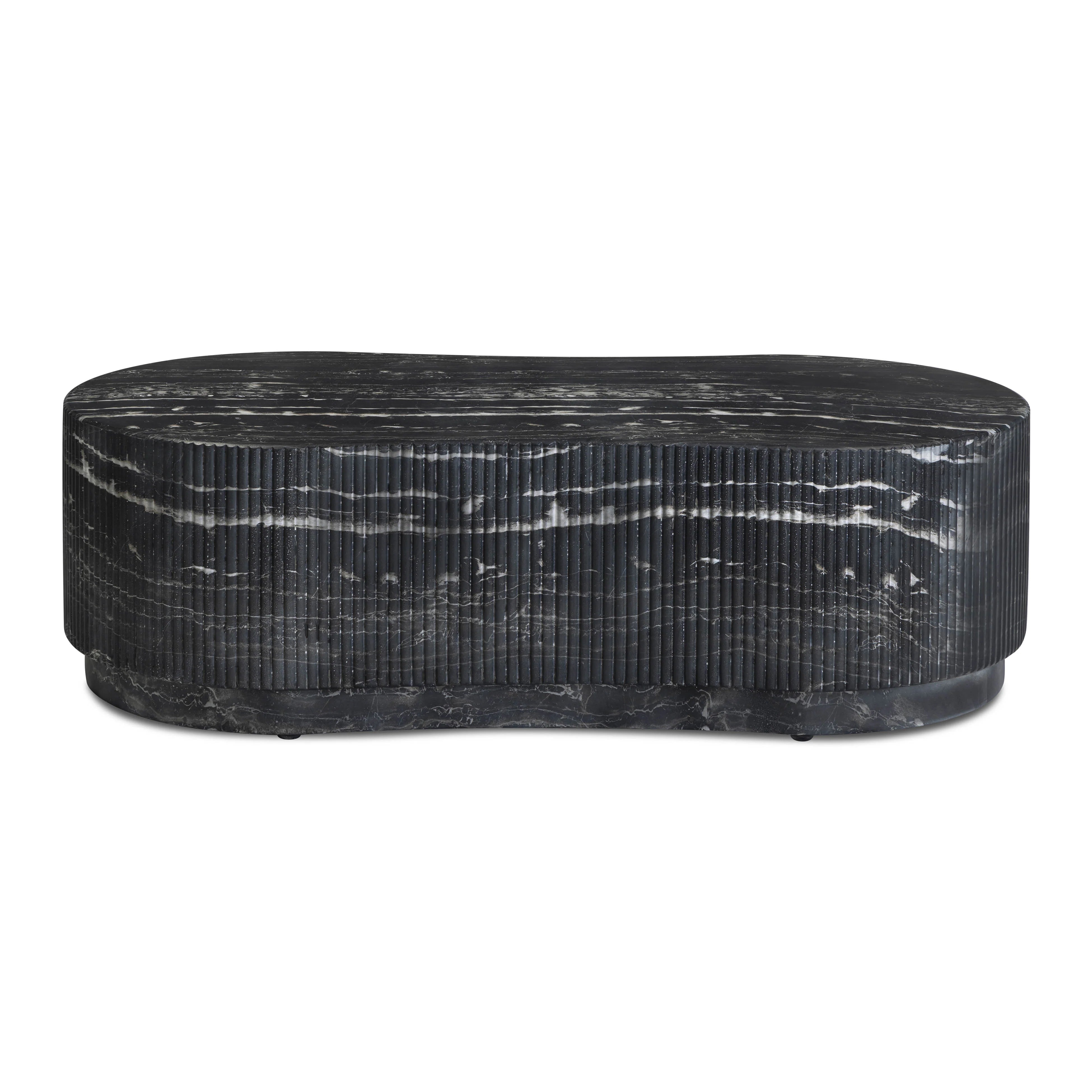 Hades 47" Black Faux Marble Indoor/Outdoor Concrete Coffee Table