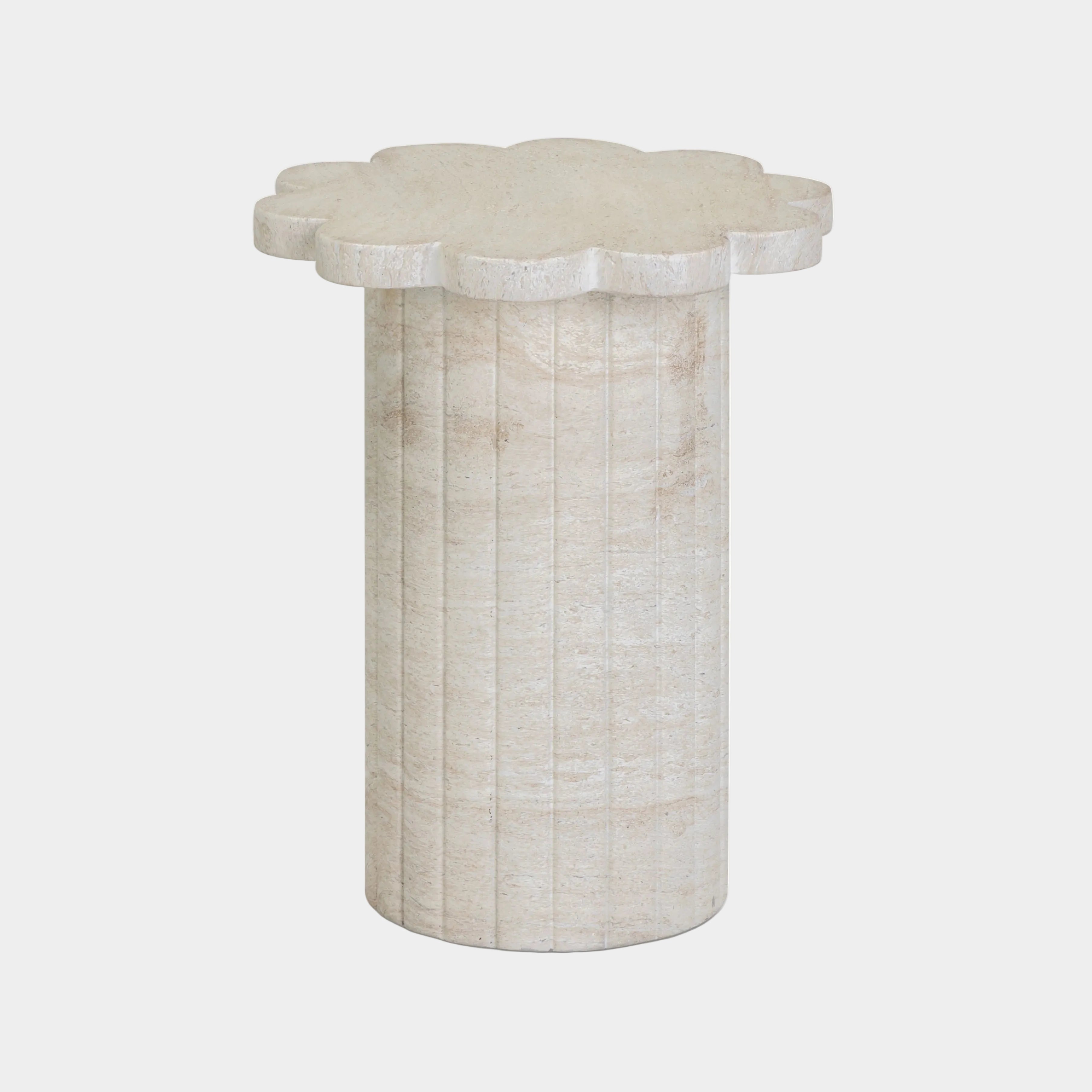 Blossom Faux Travertine Indoor/Outdoor Concrete Side Table