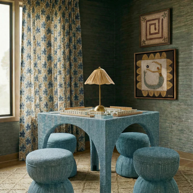 Tomlin Ruched Performance Fabric Game Ottoman