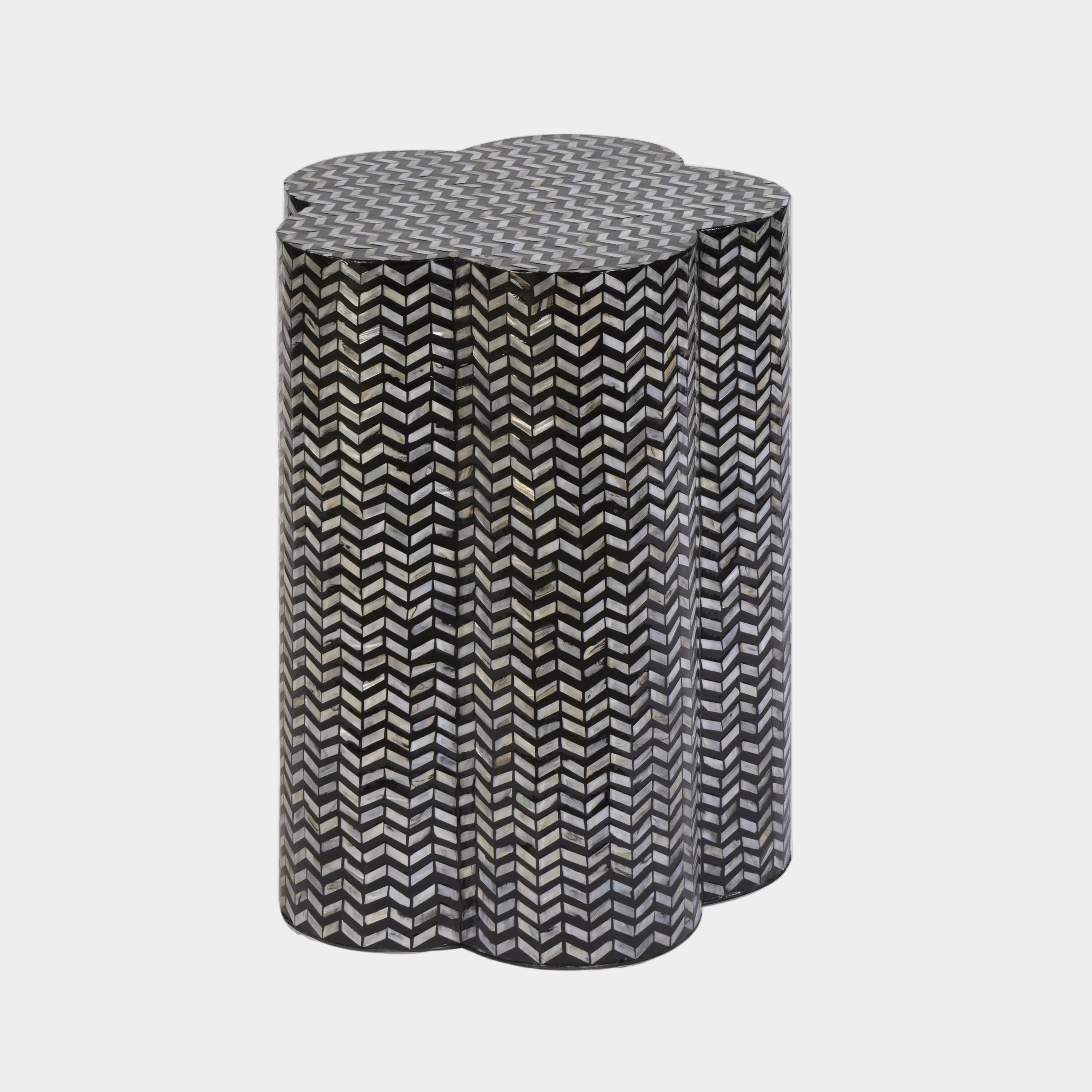 Truffle Black Mother of Pearl Shell Side Table