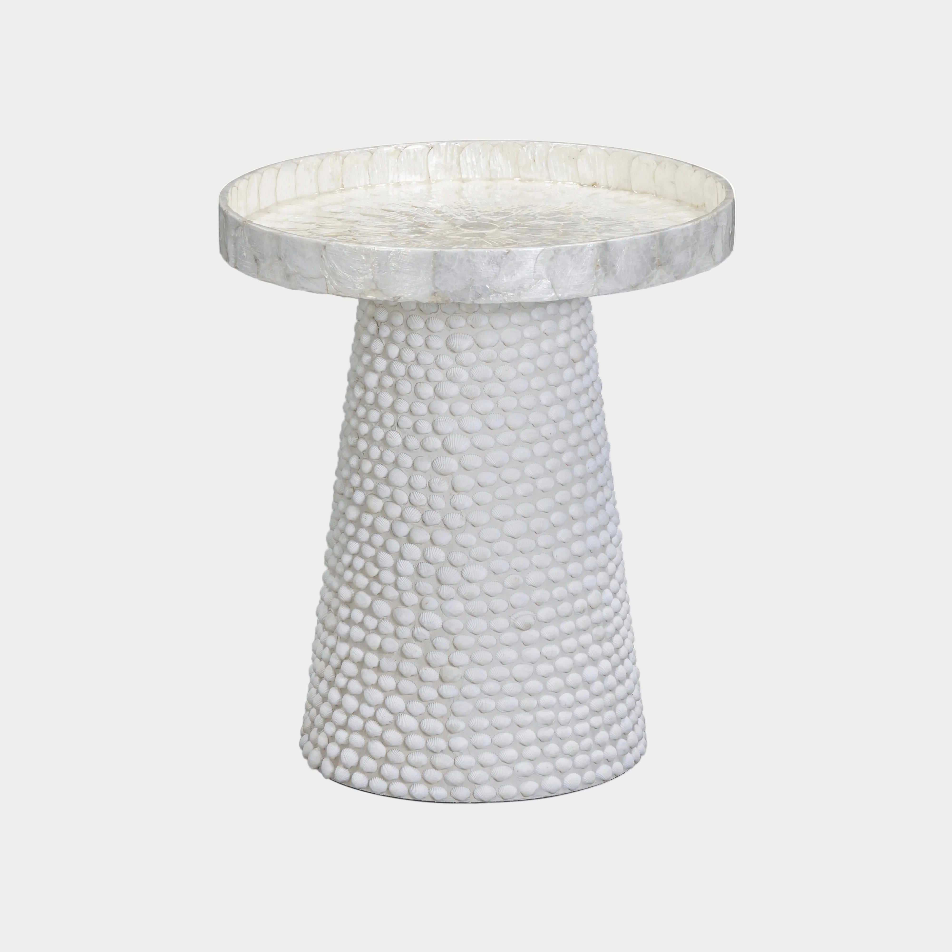 Coast Pearl White Seashell Round Side Table