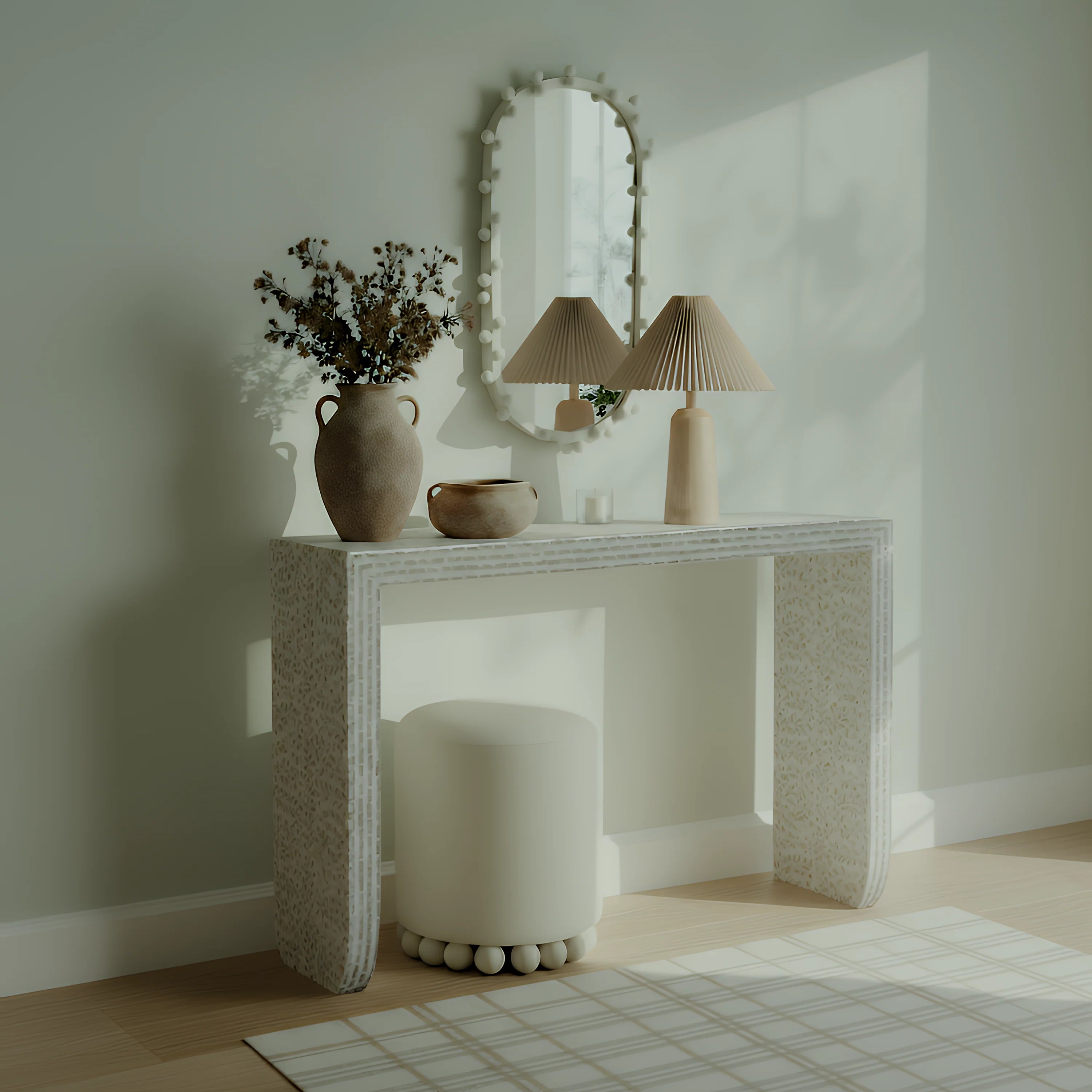 Cyprus 47" Cream Capiz Shell Console Table