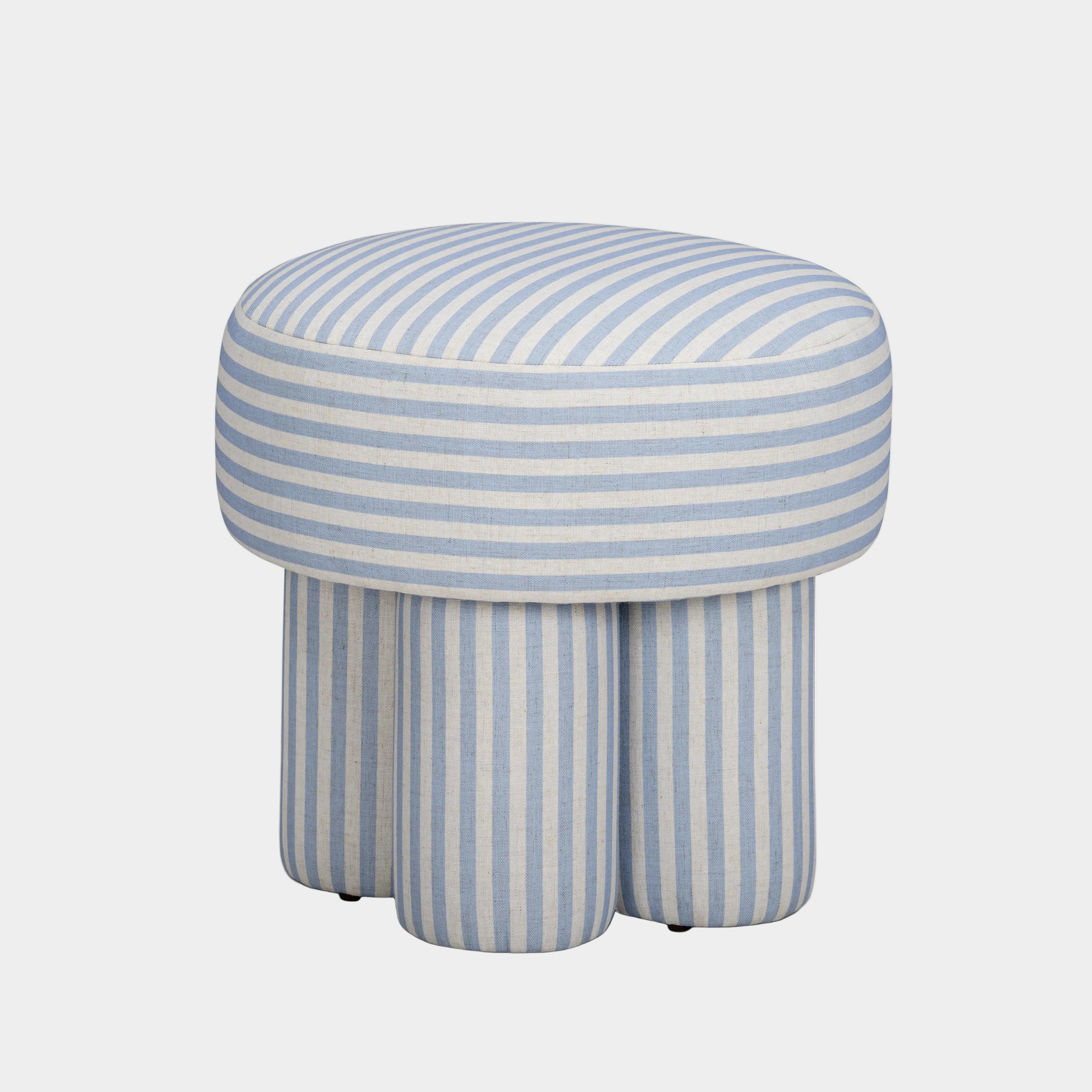 Masha Striped Performance Linen Accent Stool