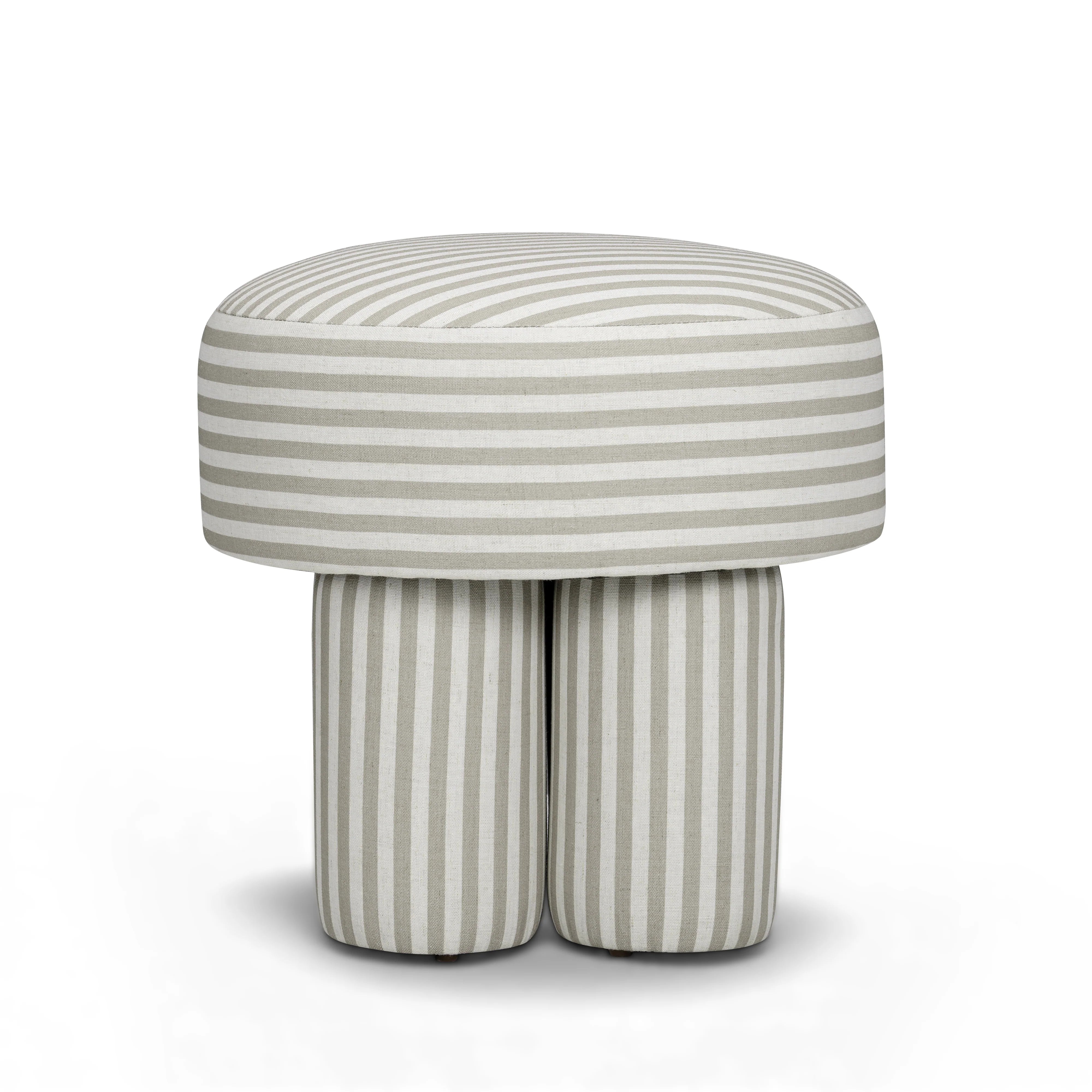 Masha Striped Performance Linen Accent Stool