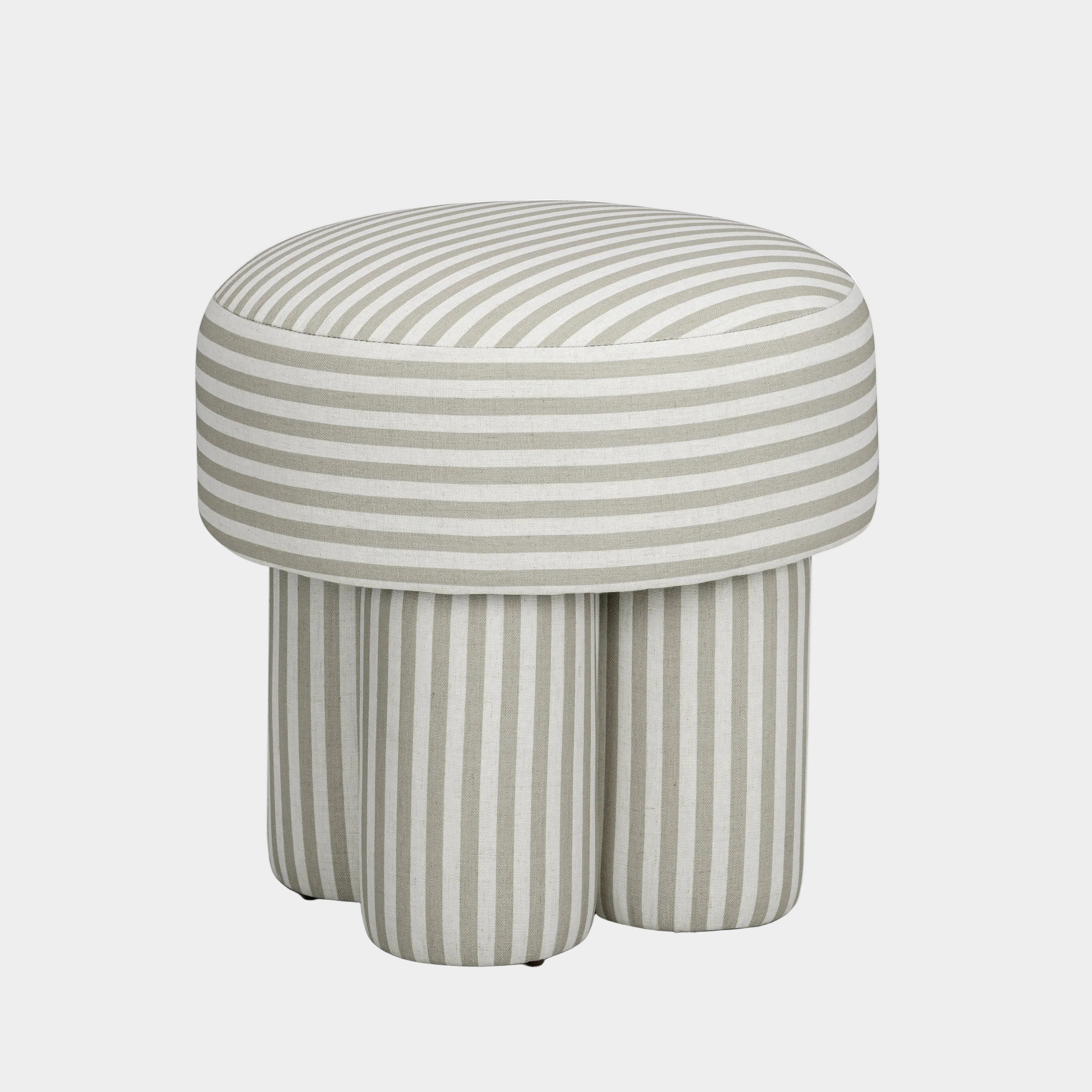 Masha Striped Performance Linen Accent Stool