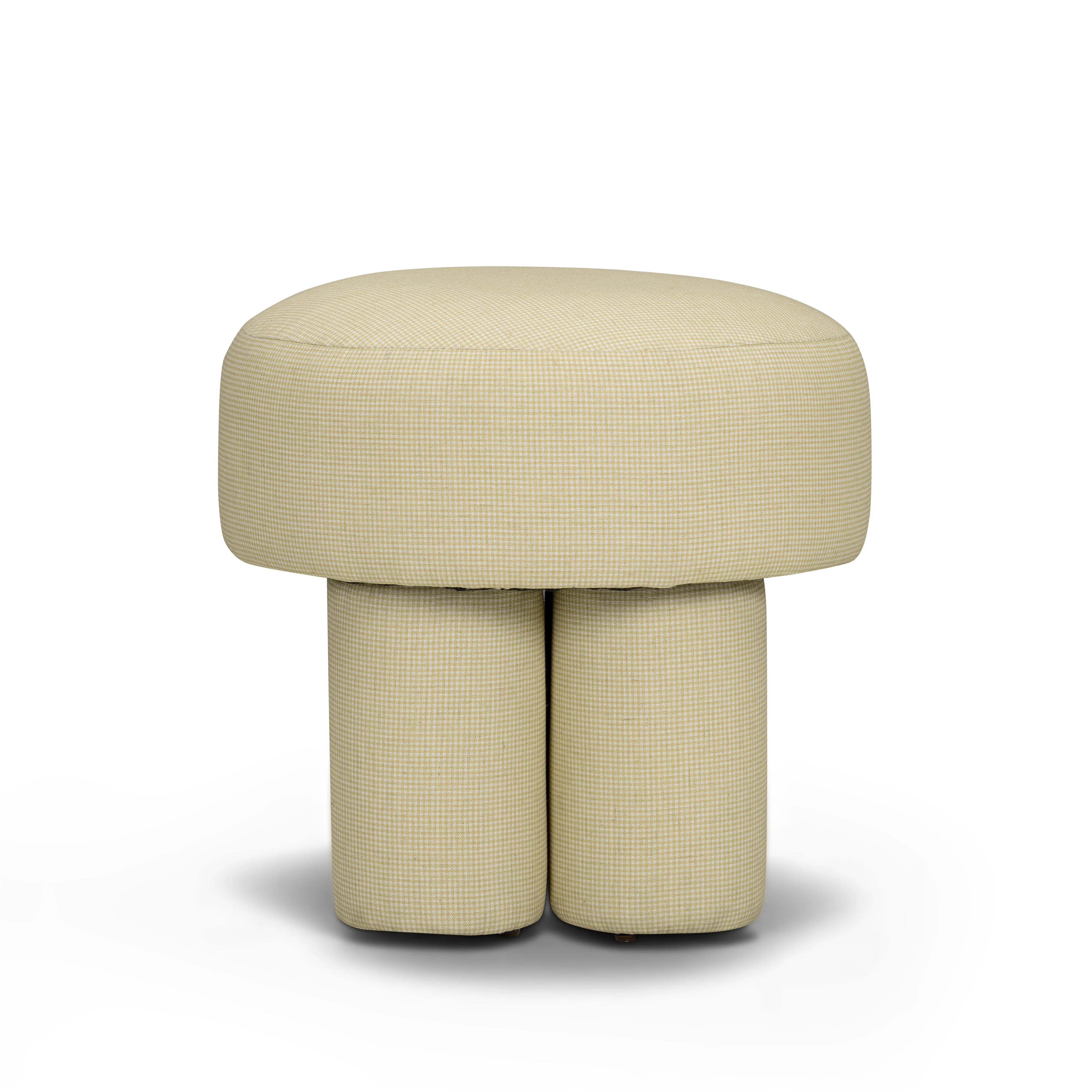 Masha Yellow Homespun Plaid Performance Linen Accent Stool