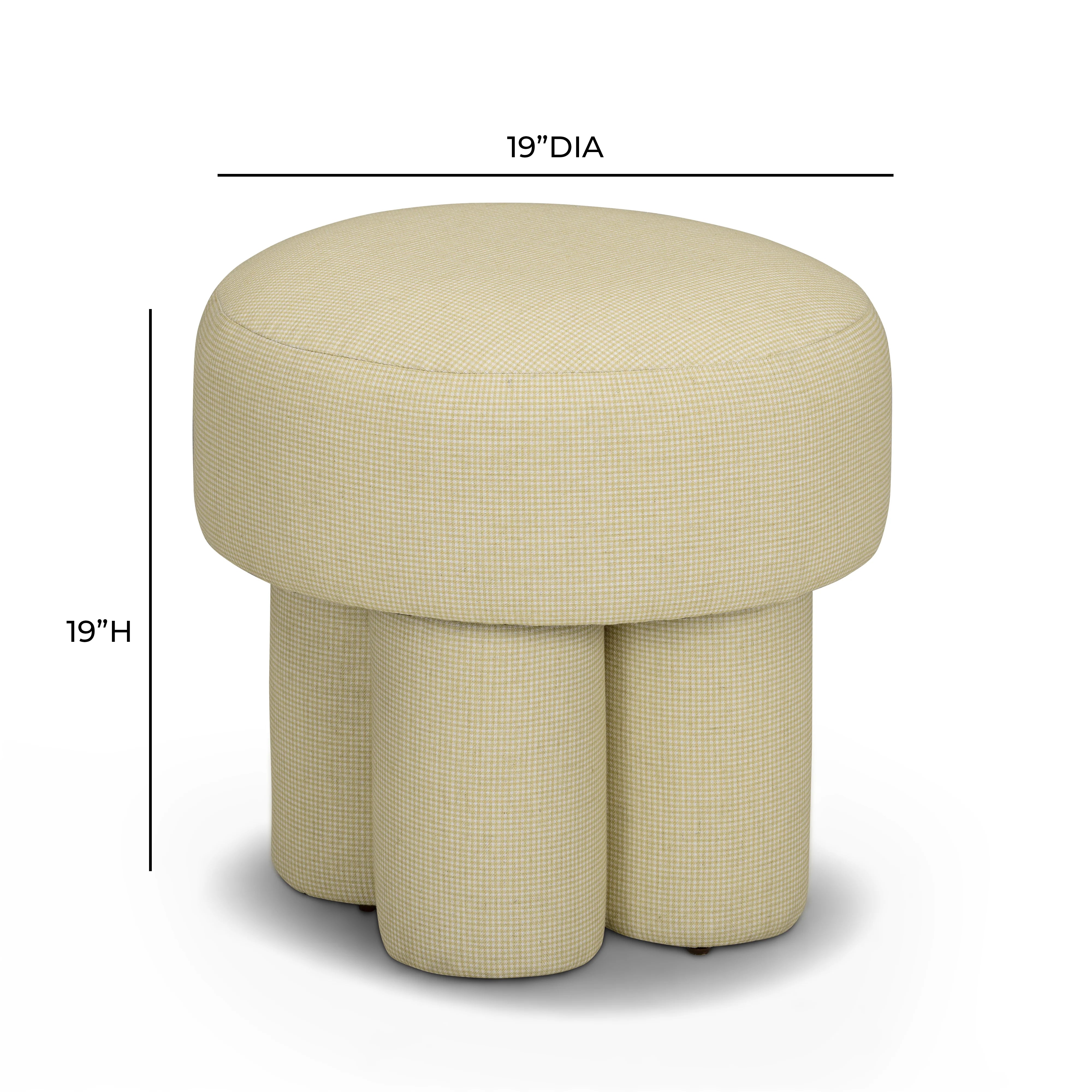 Masha Yellow Homespun Plaid Performance Linen Accent Stool