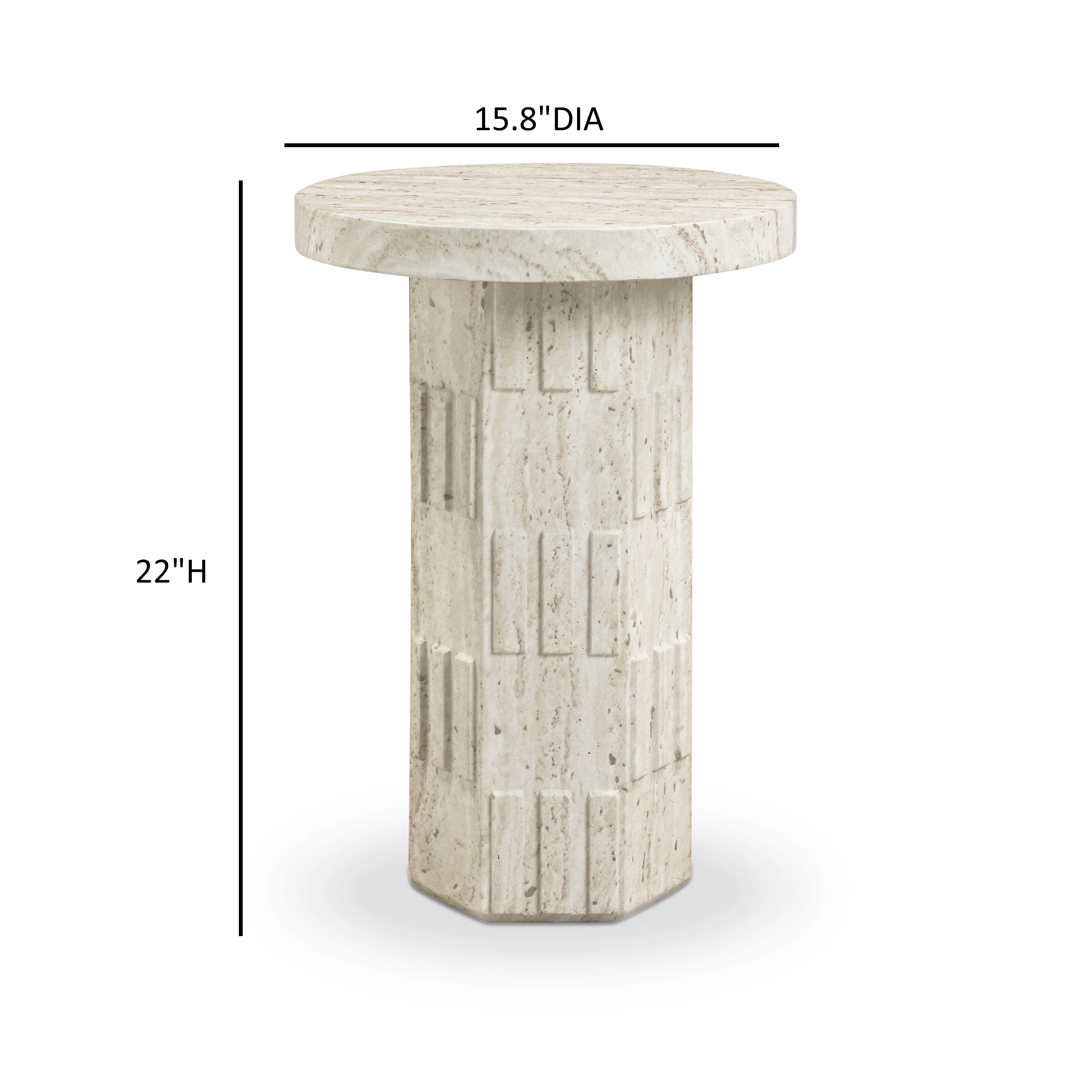 Asta Faux Travertine Indoor/Outdoor Concrete Side Table