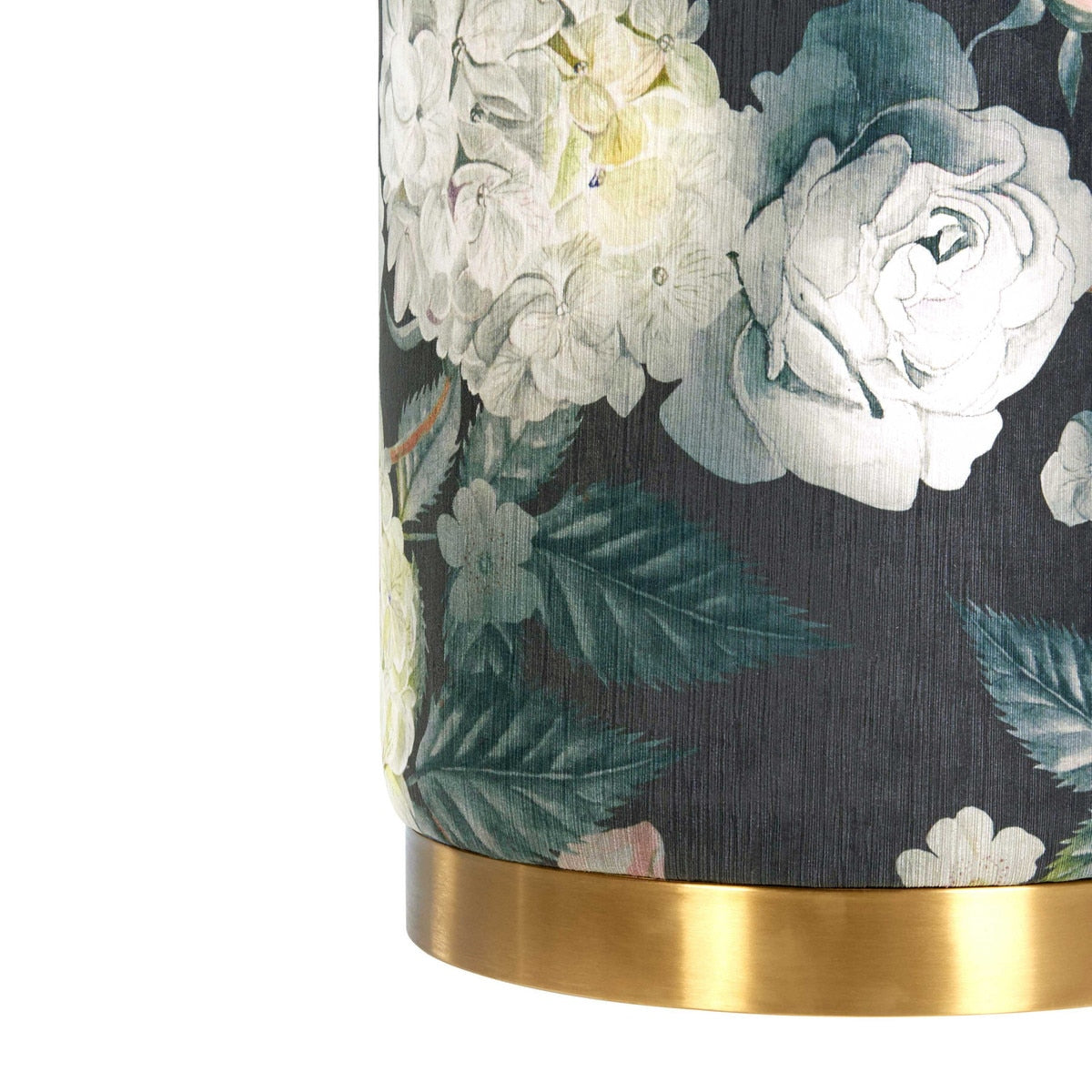 Opal Floral Velvet Ottoman -Gold Base