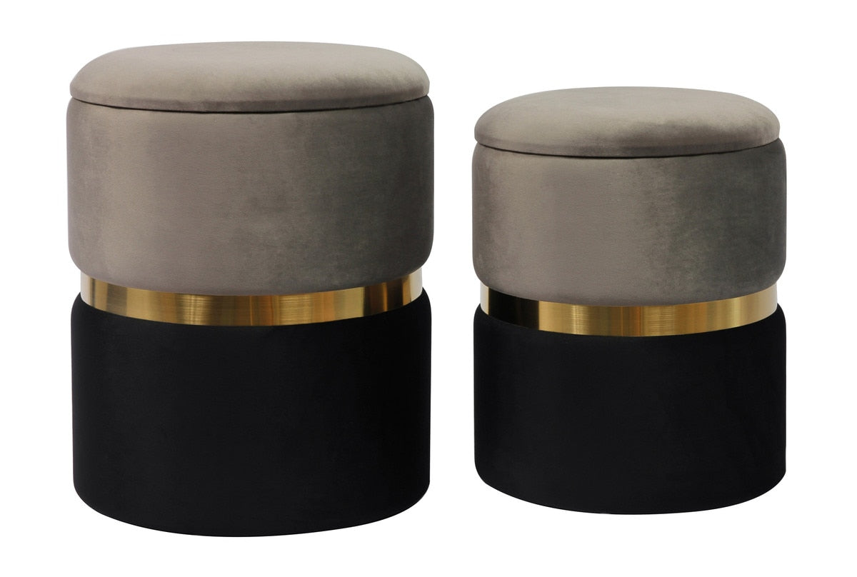 Poufs de rangement Gigi gris - Lot de 2
