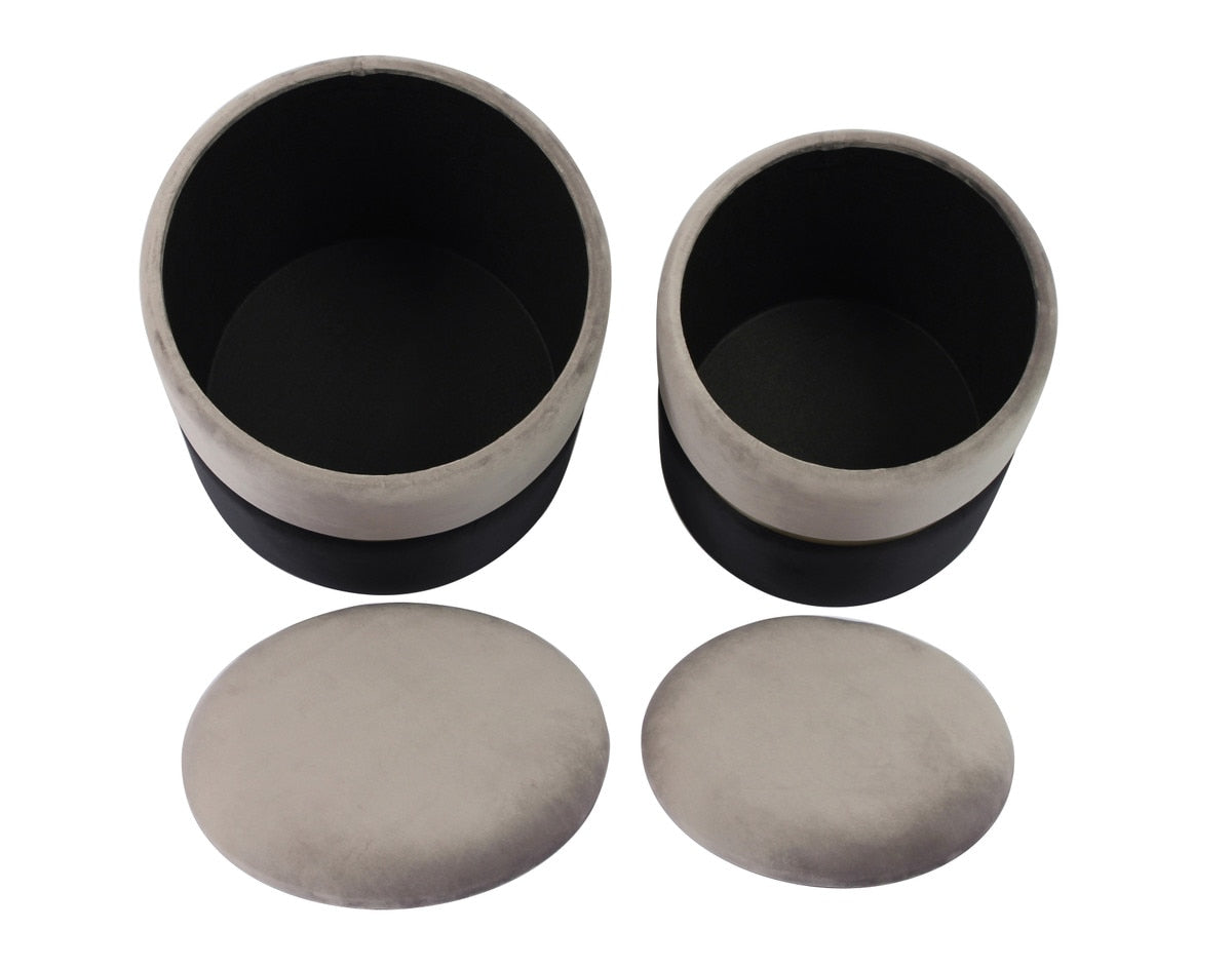 Poufs de rangement Gigi gris - Lot de 2