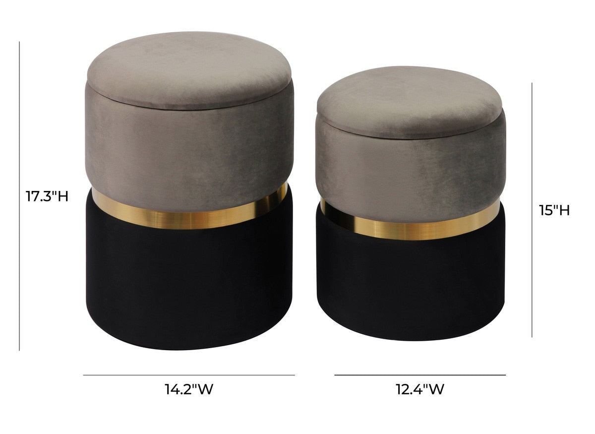 Poufs de rangement Gigi gris - Lot de 2