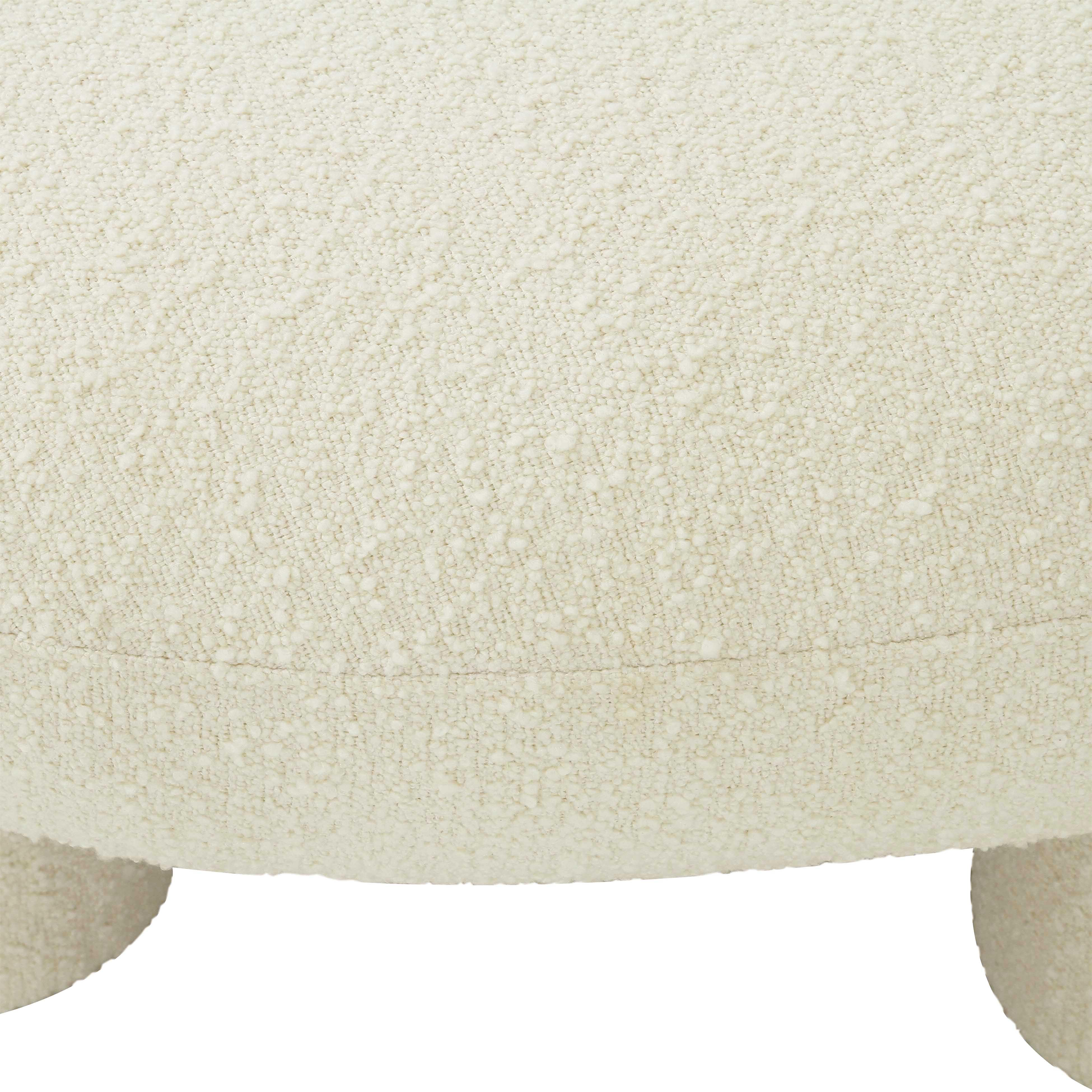 Discus 46" Cream Performance Boucle Oval Ottoman