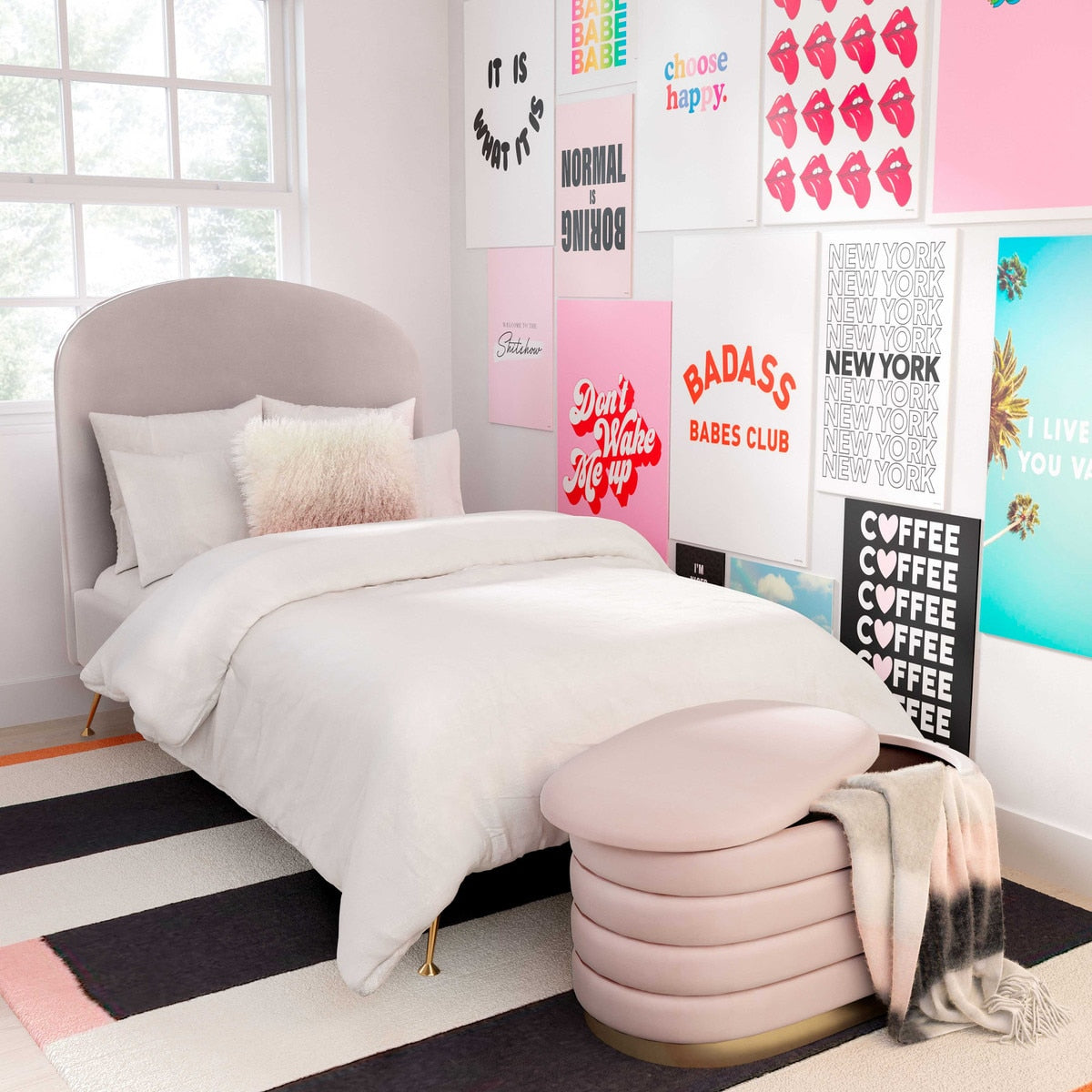 Banc de rangement en velours Lillian