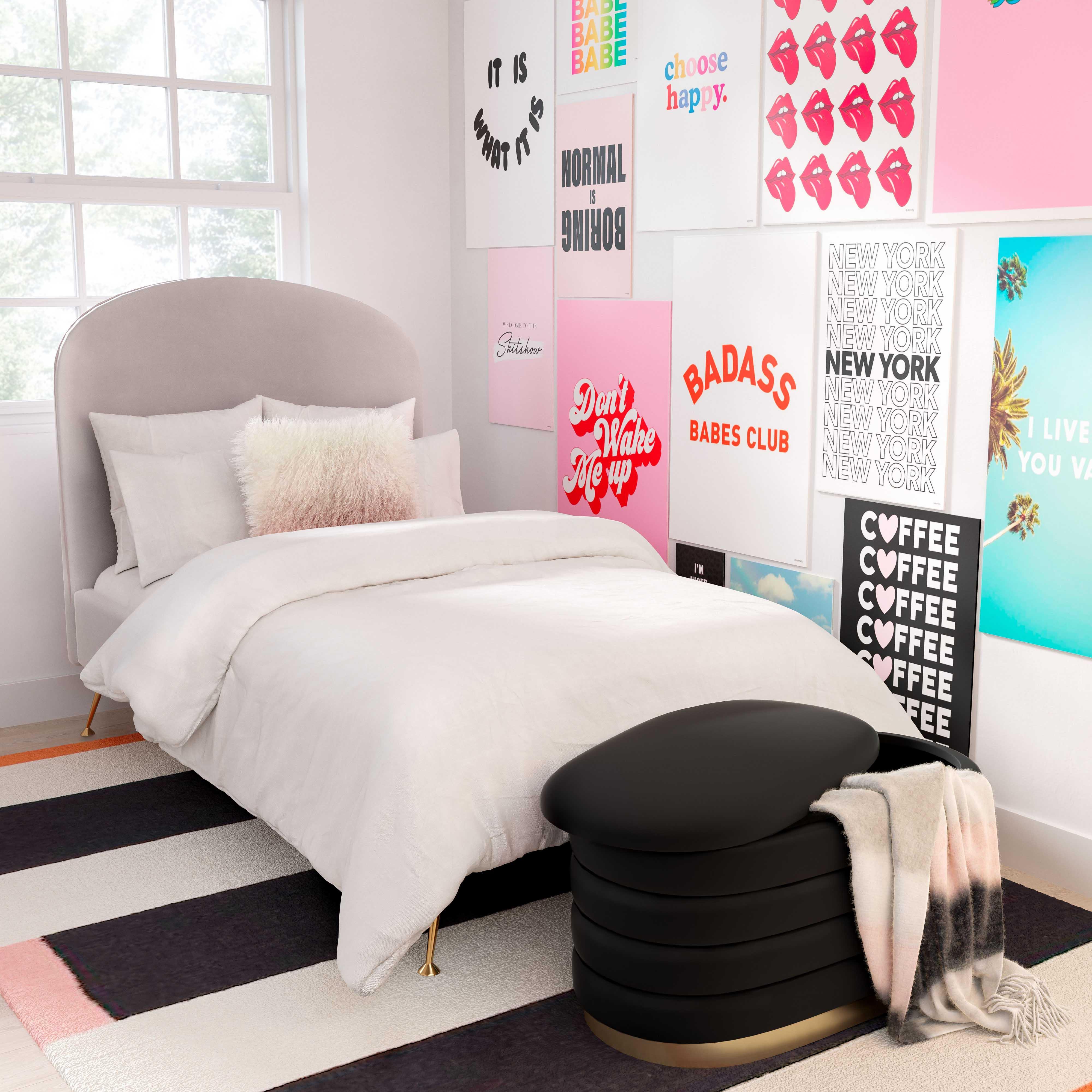 Banc de rangement en velours Lillian