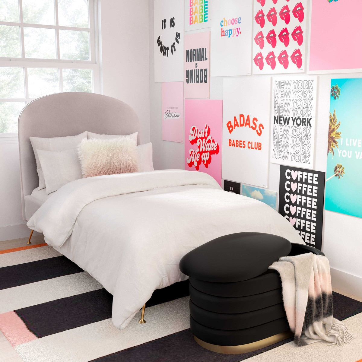 Banc de rangement en velours Lillian