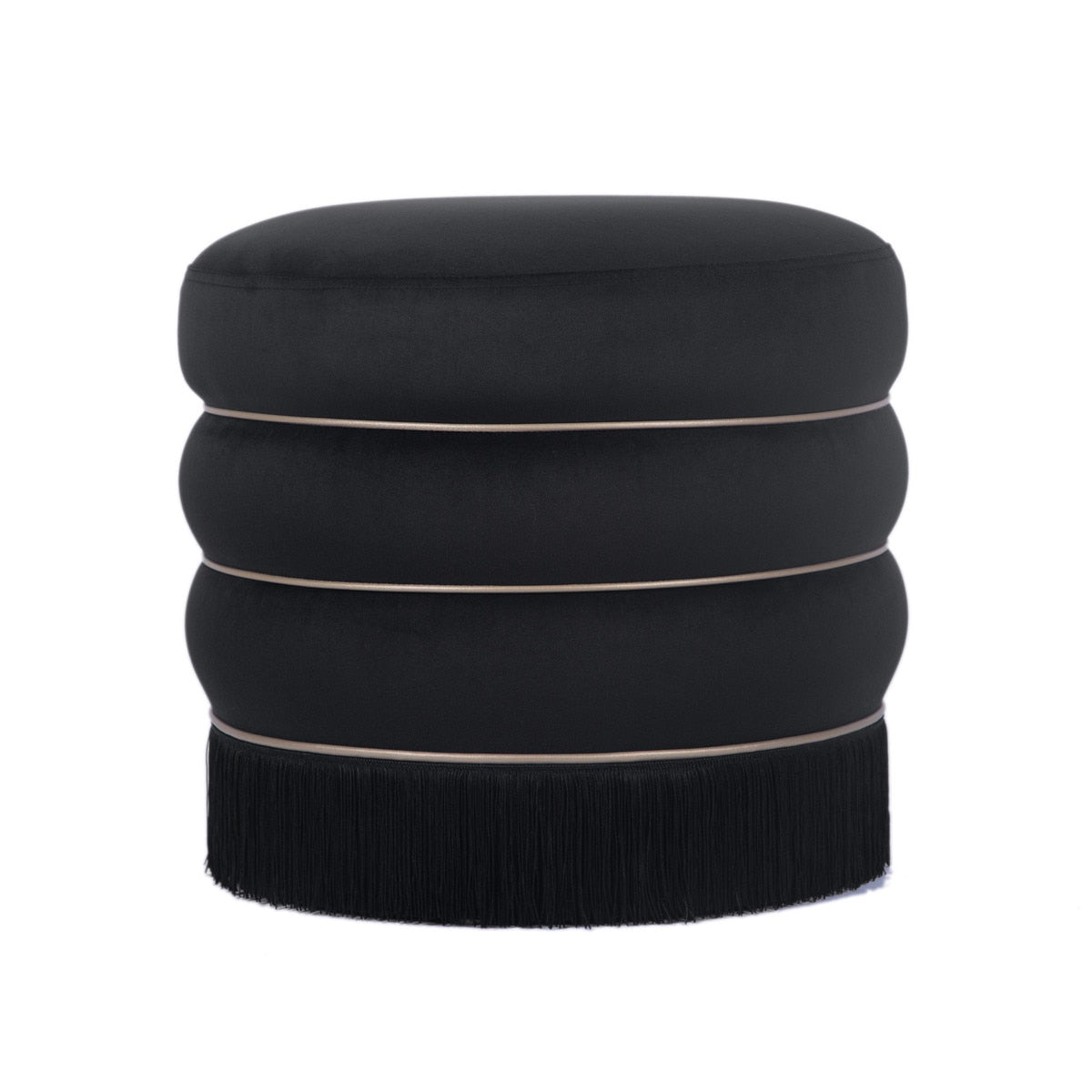Pouf en velours noir Lakka