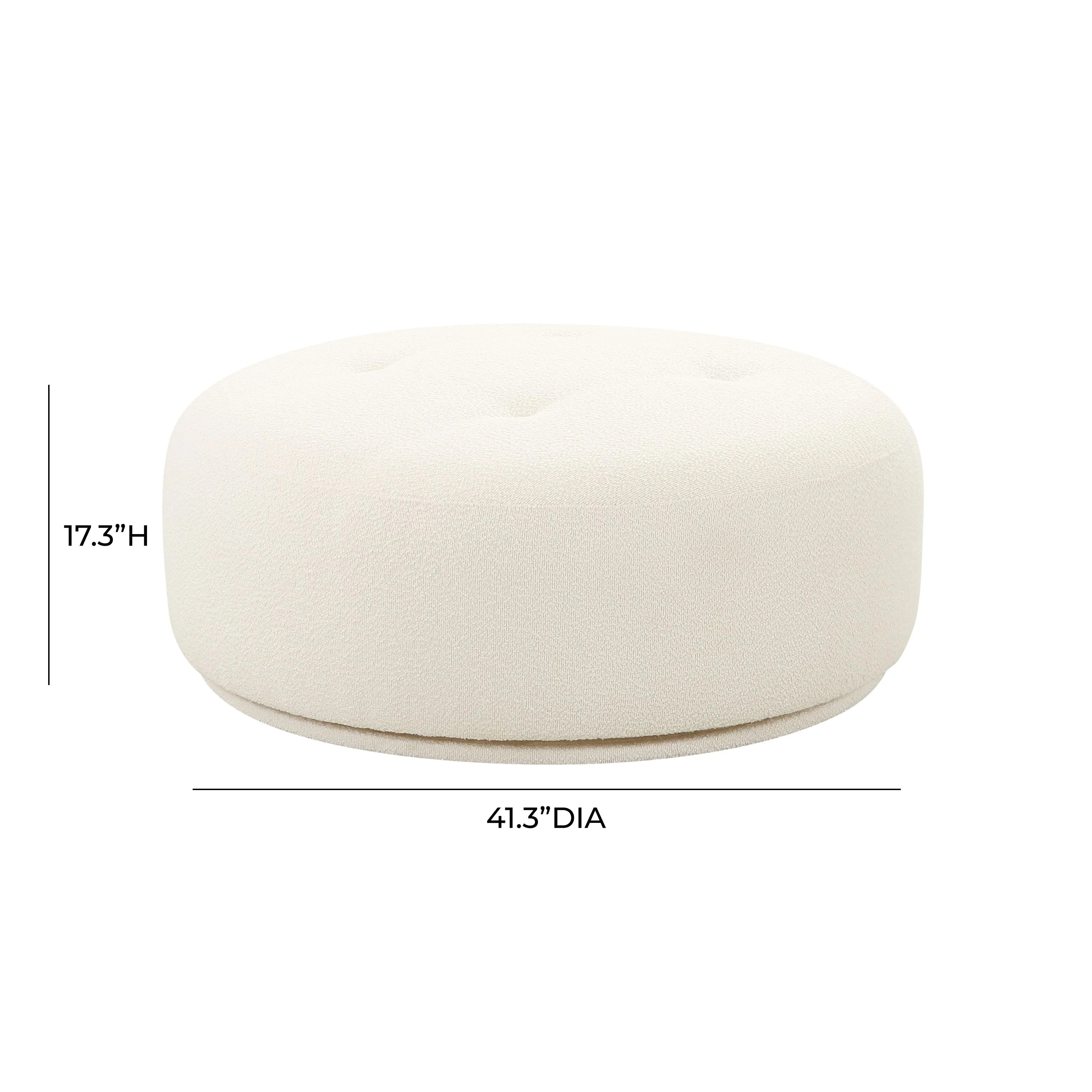 Fickle Cream Performance Boucle Swivel Ottoman