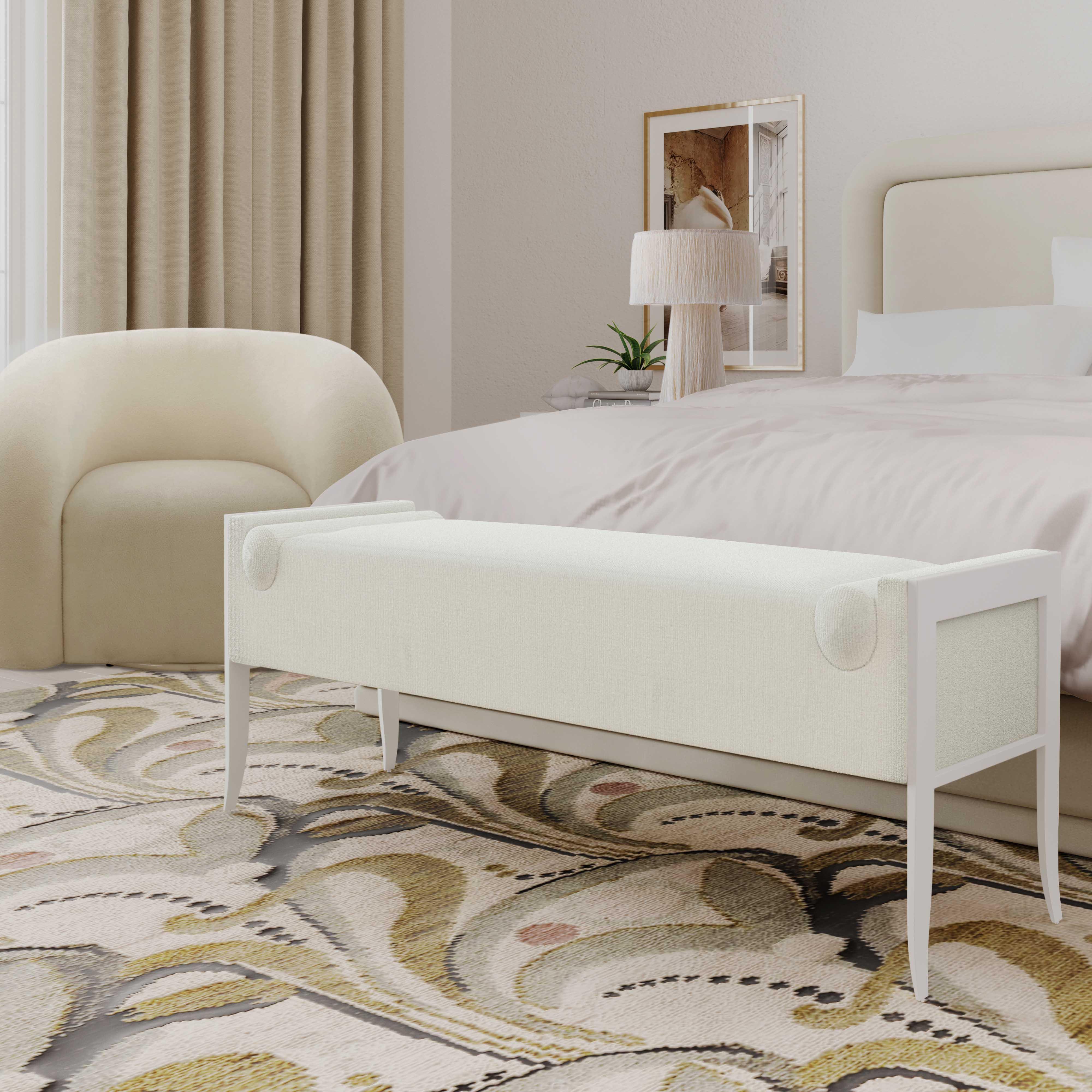 Ines 67" Cream Performance Boucle Bench