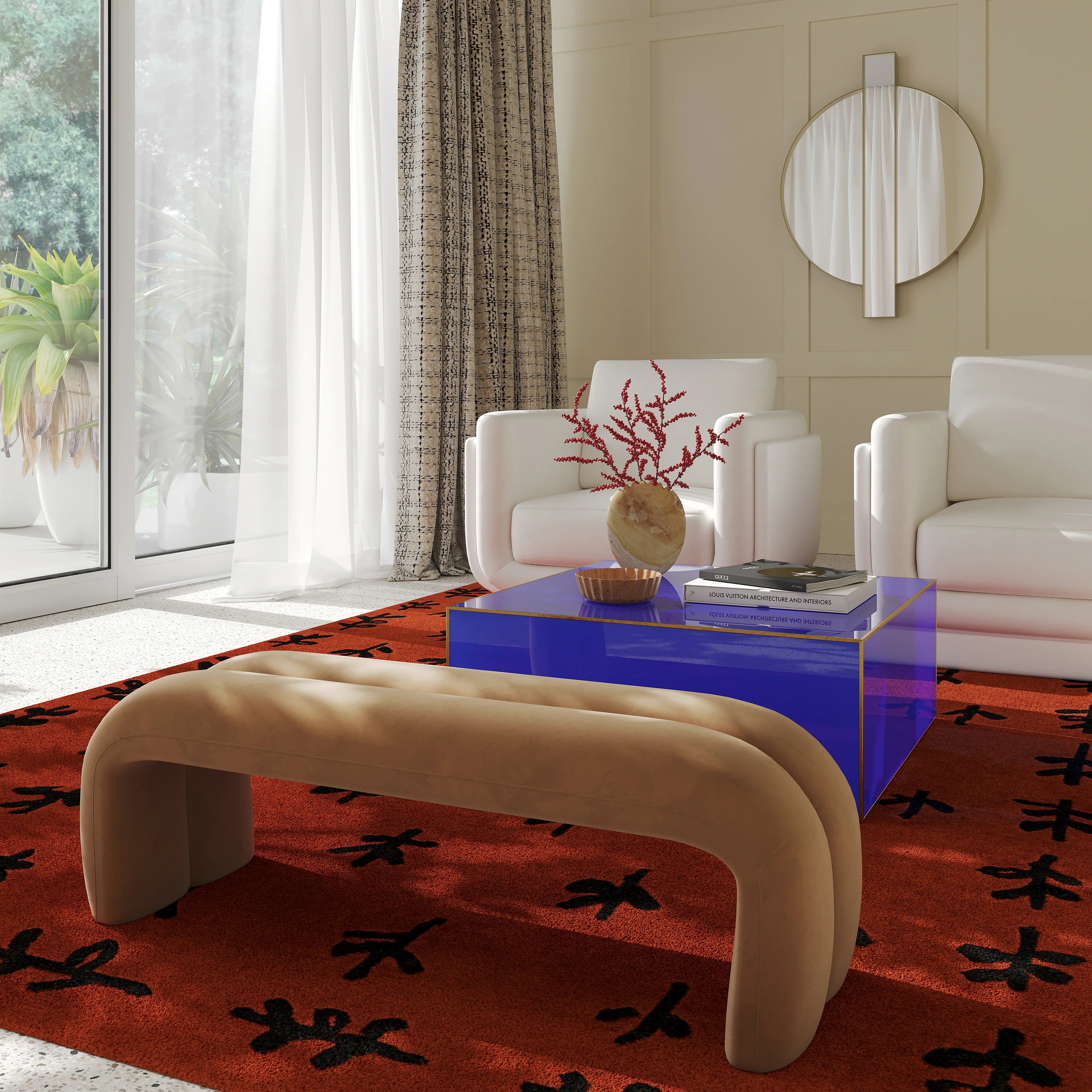 Leigh 56" Performance Velvet Channeled Bench