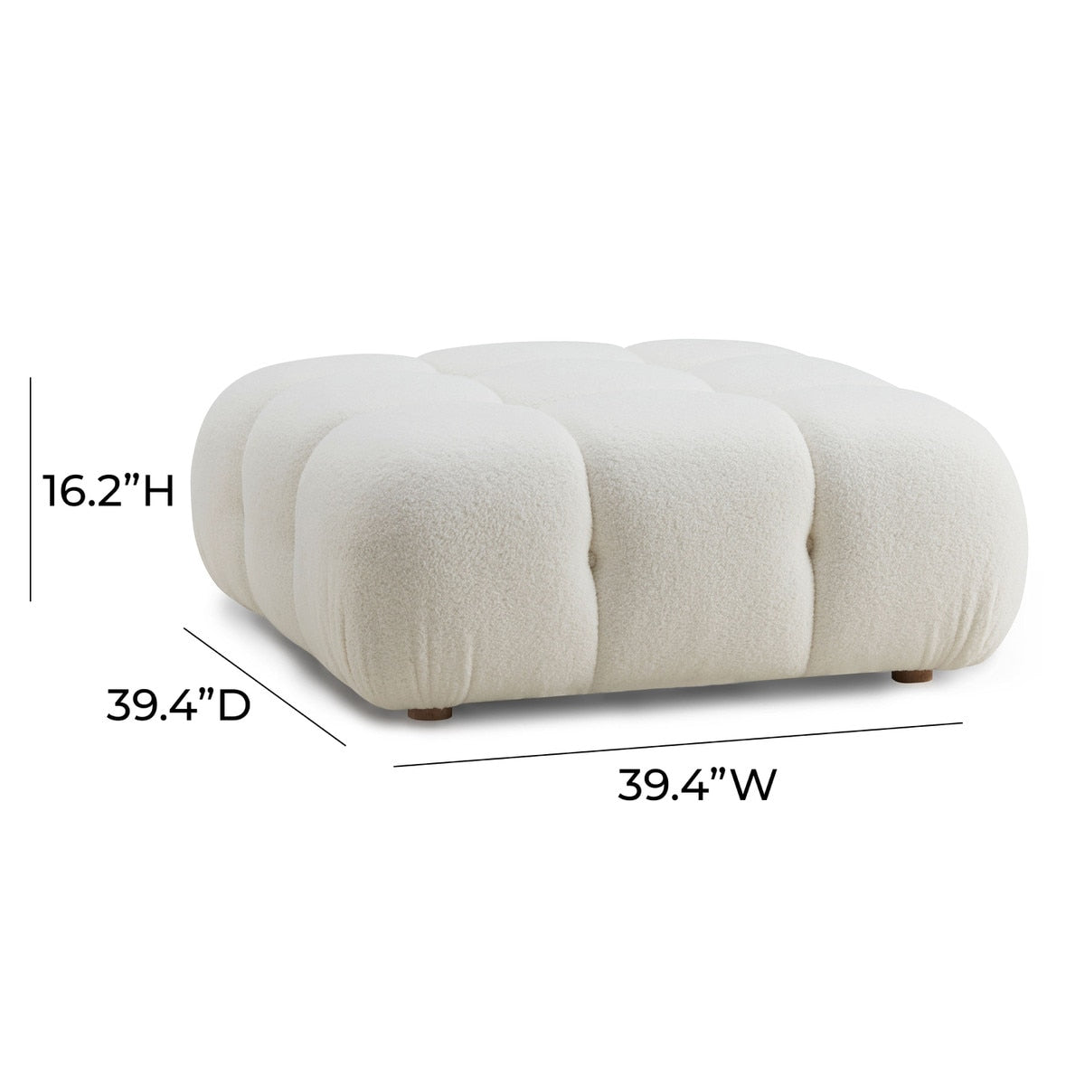 Pouf modulaire en peau de mouton vegan Calliope Cream