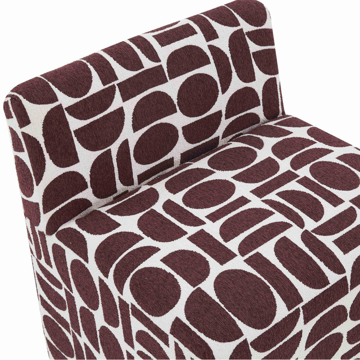 Tabouret Pippa Merlot en tissage jacquard géométrique