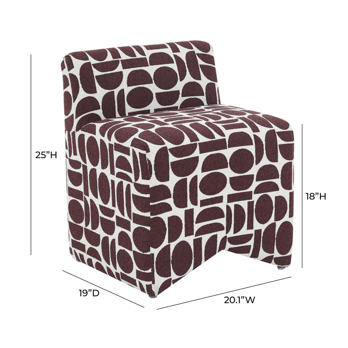 Tabouret Pippa Merlot en tissage jacquard géométrique